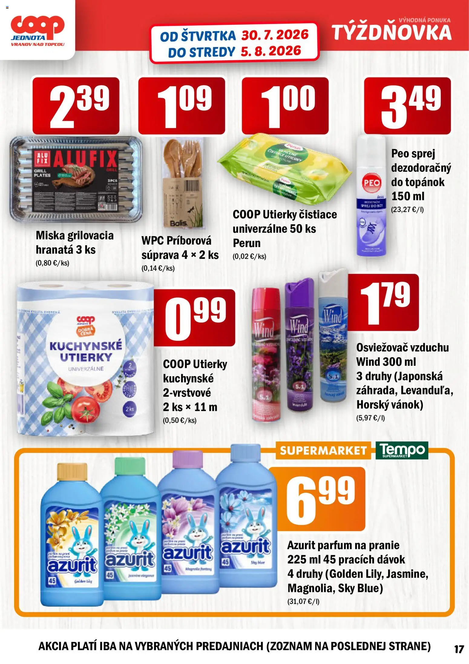 Nové COOP Jednota akcie – leták je platný od 30.07.2026 | Strana: 17 | Produkty: Osviežovač vzduchu