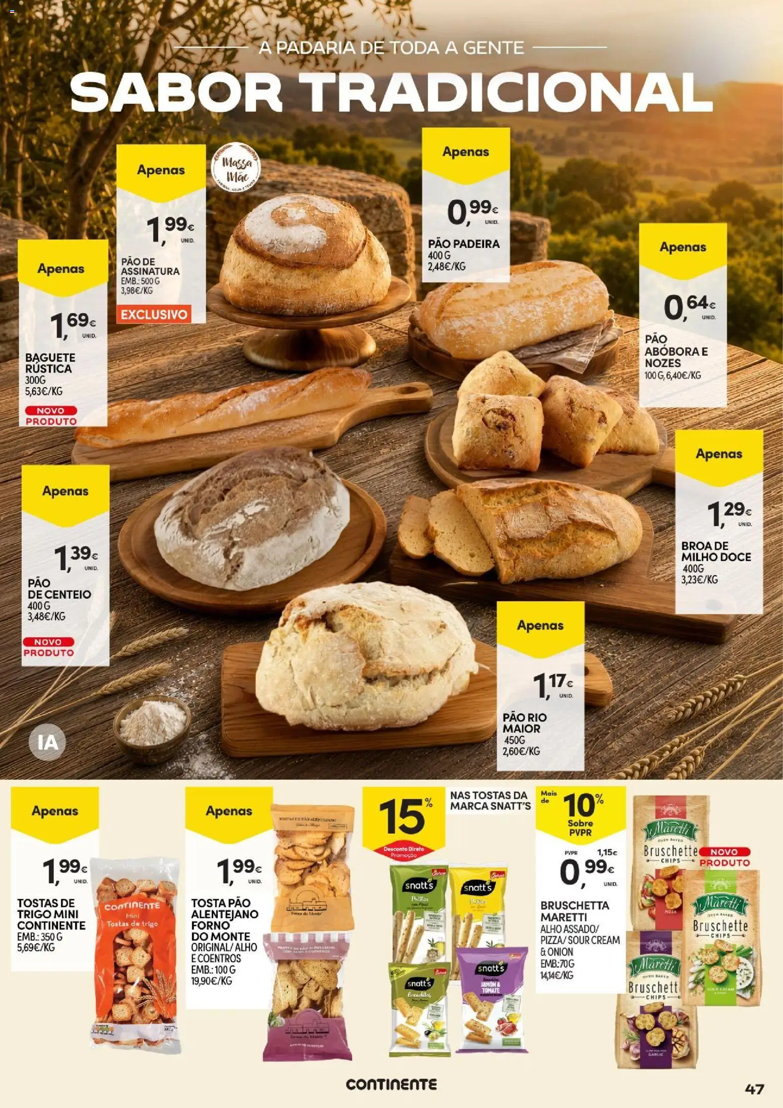 Continente Açores Vinhos, Enchidos e Queijos │ válido de 22/09/2026 | Página: 47 | Produtos: Padaria, Abóbora, Tomate, Alho