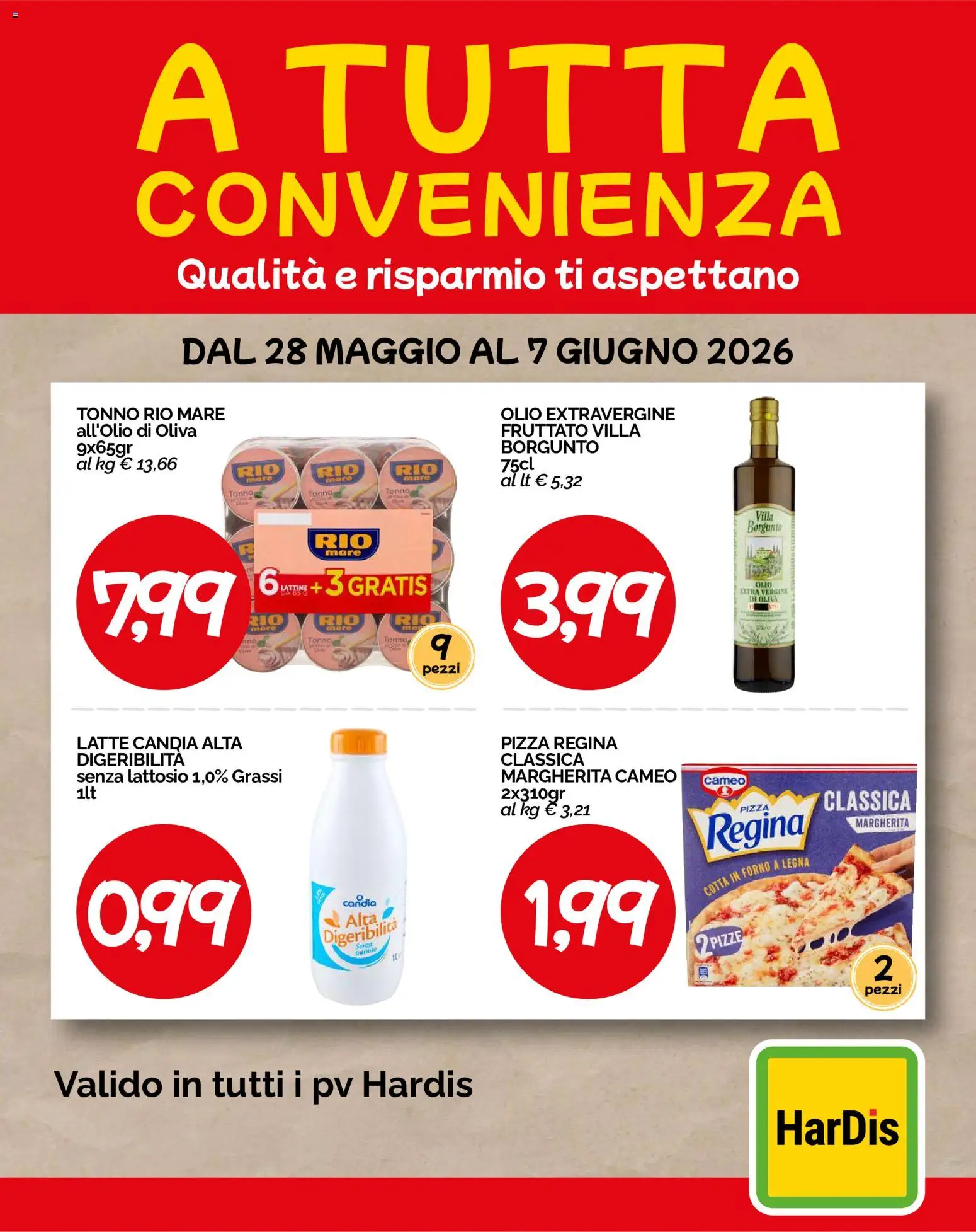 Volantino HarDis del 28.05.2026 | Pagina: 1 | Prodotti: Pizza, Olio, Tonno, Forno