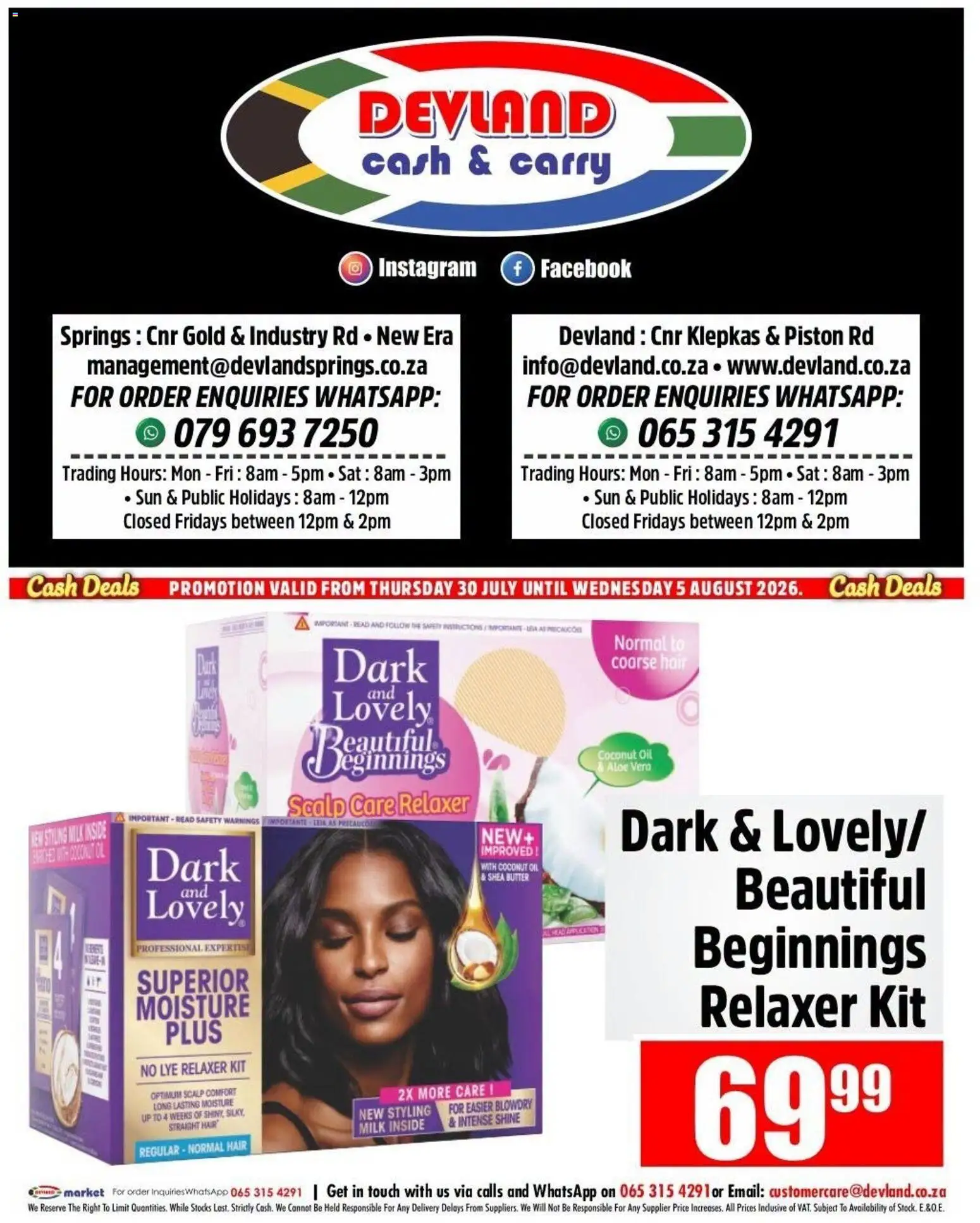New Devland catalogue – valid from 30/07/2026 | Page: 5 | Products: Milk, Butter, Oil, Relaxer