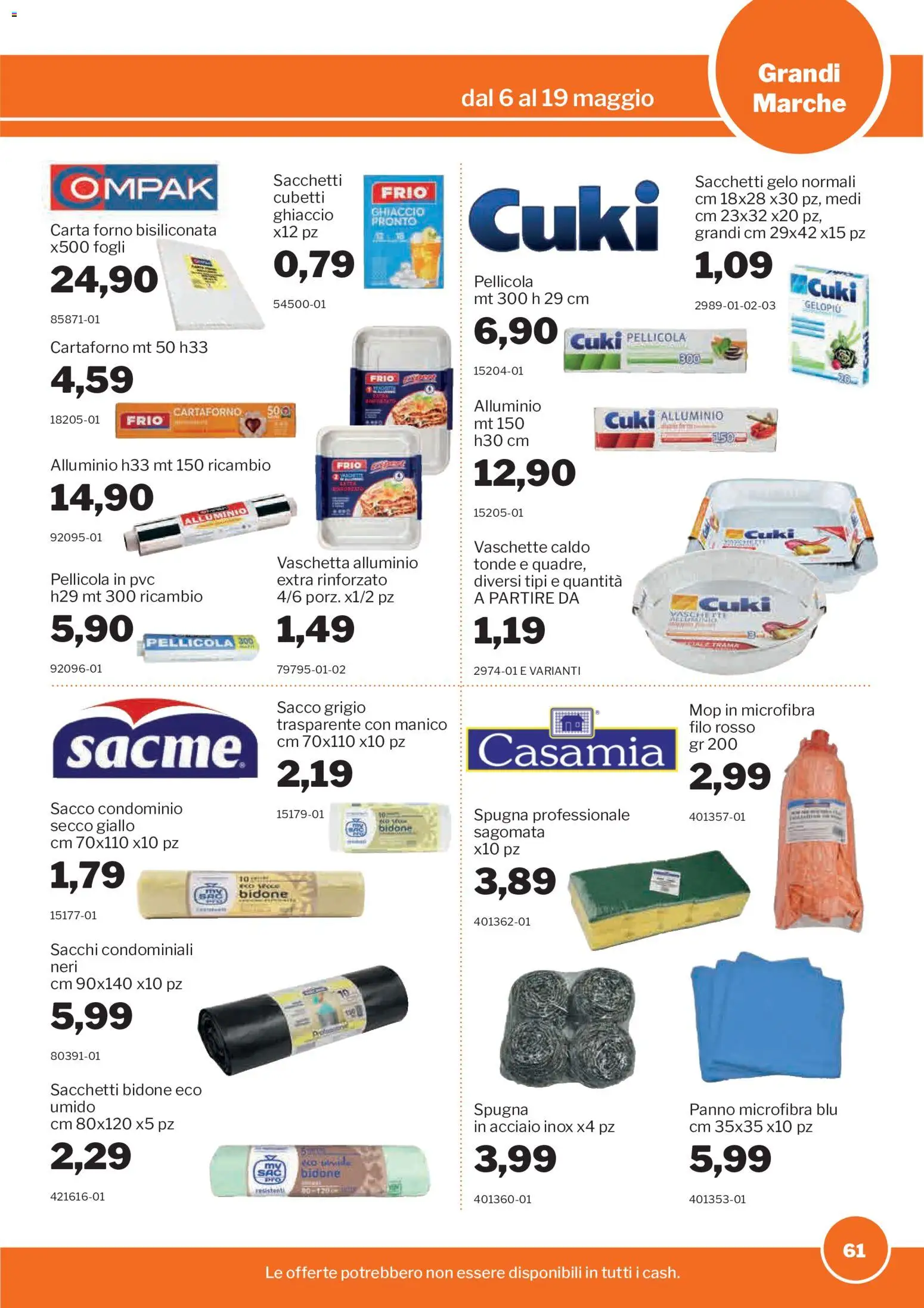 Volantino Sogegross del 06.05.2026 | Pagina: 61 | Prodotti: Panno microfibra, Pellicola, Carta forno, Vaschette