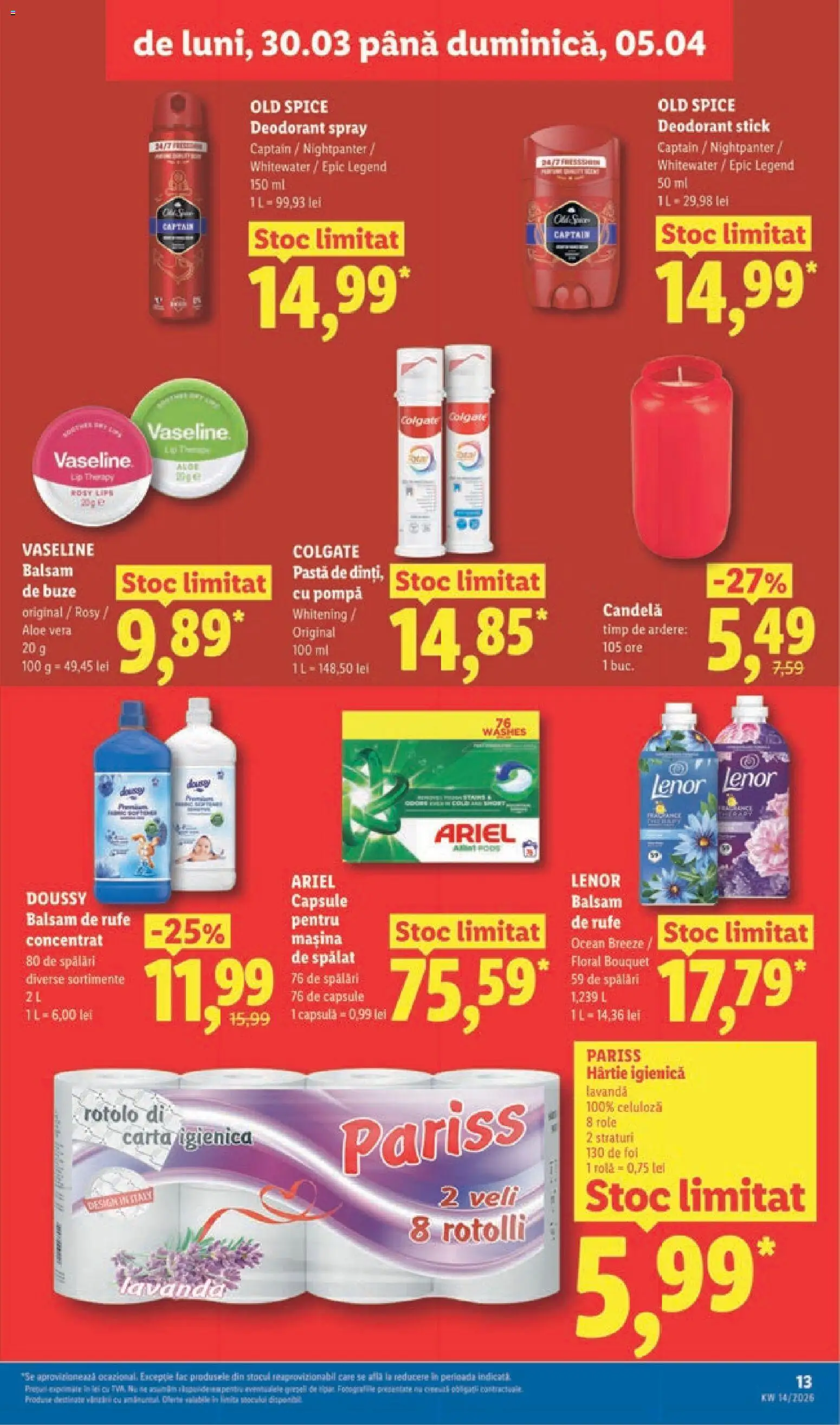 Noul catalog Lidl – valabil de la 30.03.2026 | Pagină: 13 | Produse: Mașină De Spălat, Role, Balsam, Balsam de rufe