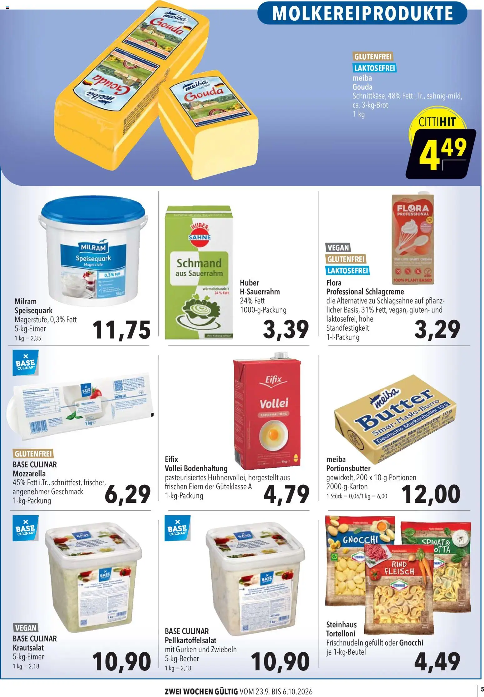 CITTI Markt Aktuelle Angebote für Profis – gültig ab 23.09.2026 | Seite: 5 | Produkte: Gnocchi, Milram, Sauerrahm, Speisequark