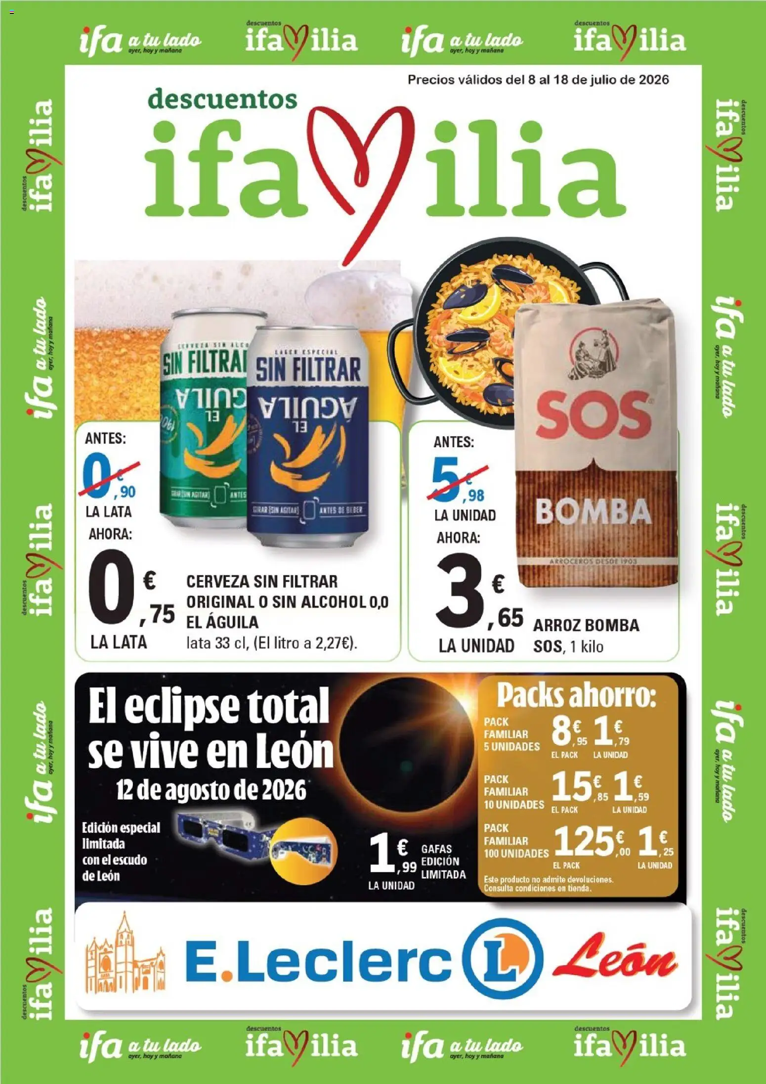 E.Leclerc folleto León │ válido desde el 08/07/2026 | Página: 1 | Productos: Cerveza, Arroz