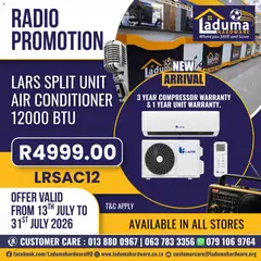 Laduma Hardware specials catalogue – valid from 13/07/2026 | Page: 3 | Products: Radio, Air conditioner, Compressor, Conditioner