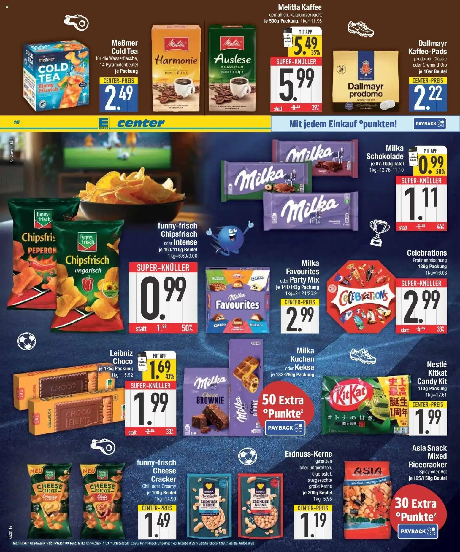 E center Wochenangebote – gültig ab 06.07.2026 | Seite: 16 | Produkte: Melitta kaffee, Messmer, Celebrations, Pfirsich