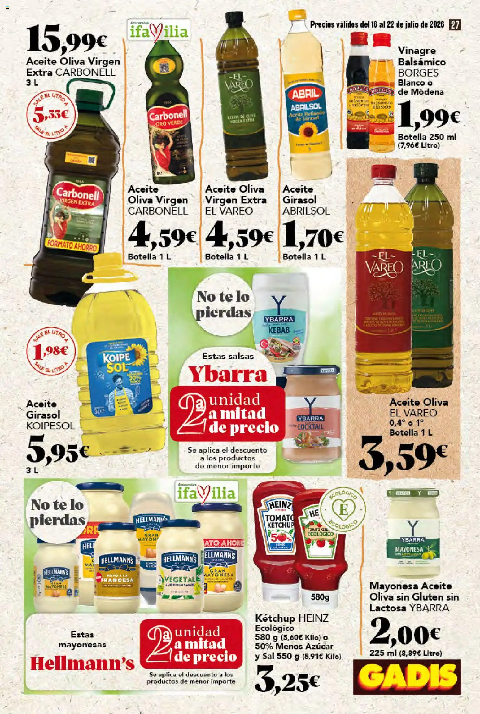 Gadis folleto │ válido desde el 16/07/2026 | Página: 27 | Productos: Aceite, Té, Οθόνη προβολής, Δεξαμενή