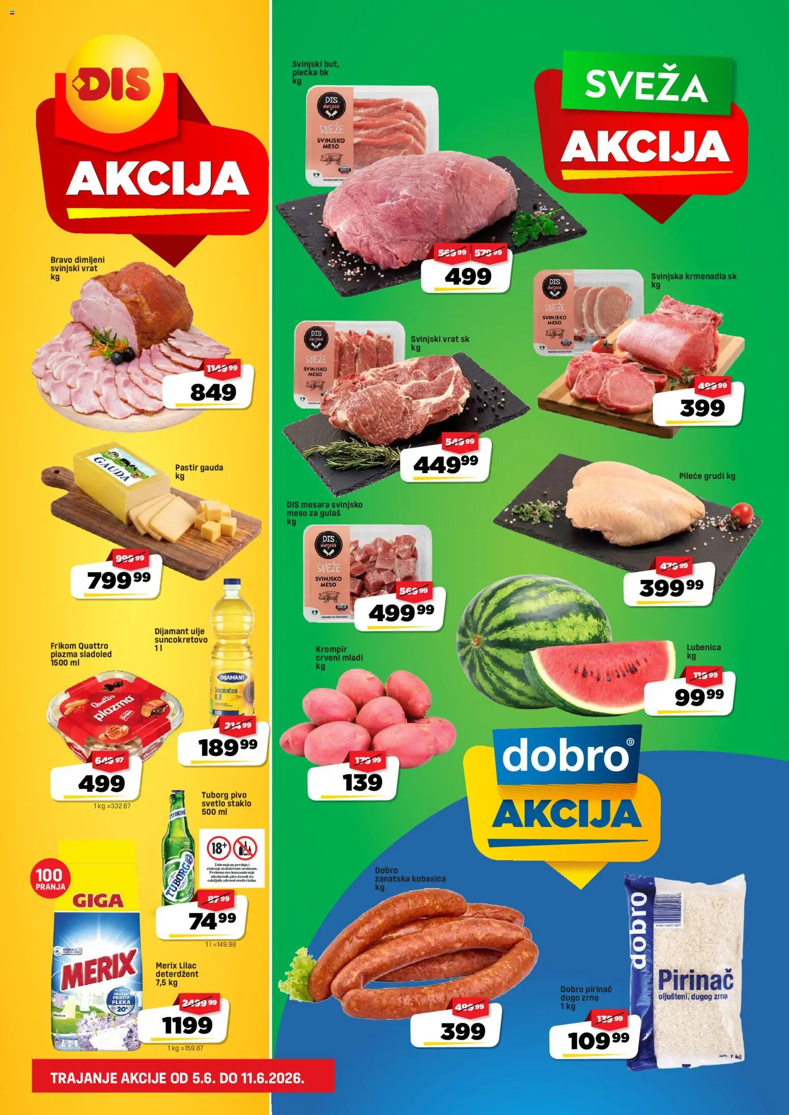 DIS katalog - važi od 05.06.2026 | Strana: 1 | Proizvode: Pileće grudi, Krompir, Lubenica, Krmenadla