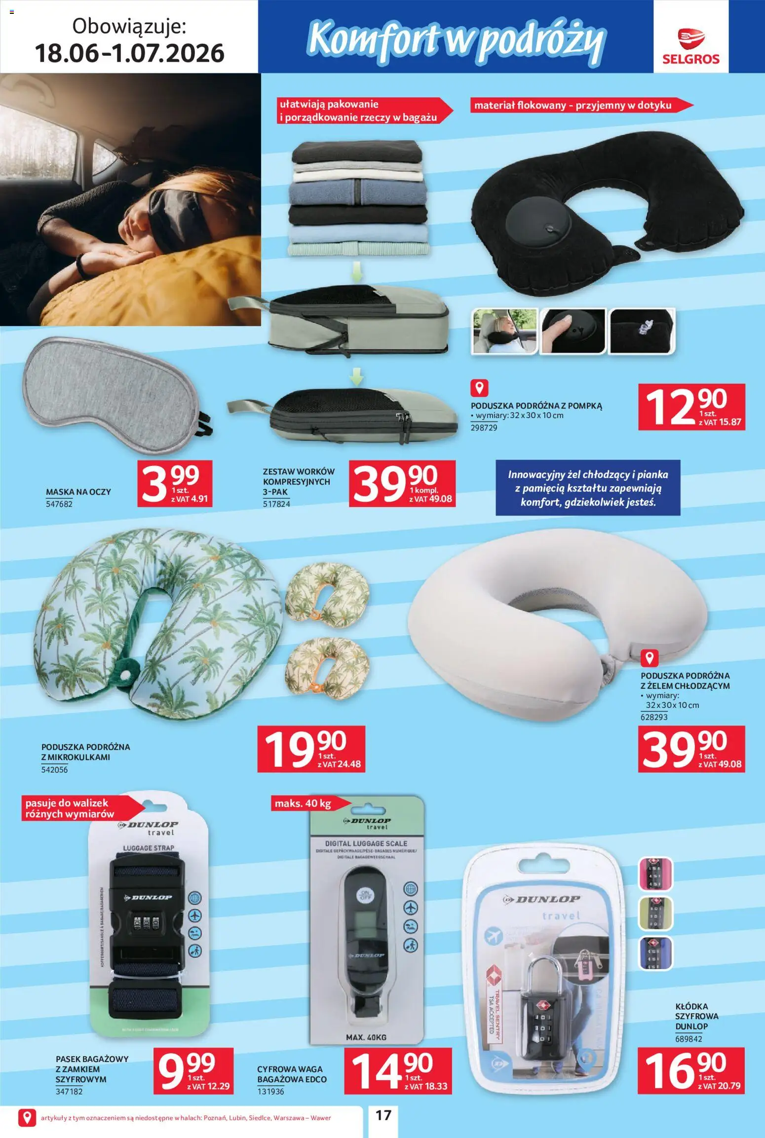 Selgros cash&carry gazetka - Urlop od 18.06.2026 | Strona: 17 | Produkty: Pasek, Waga, Poduszka, Maska