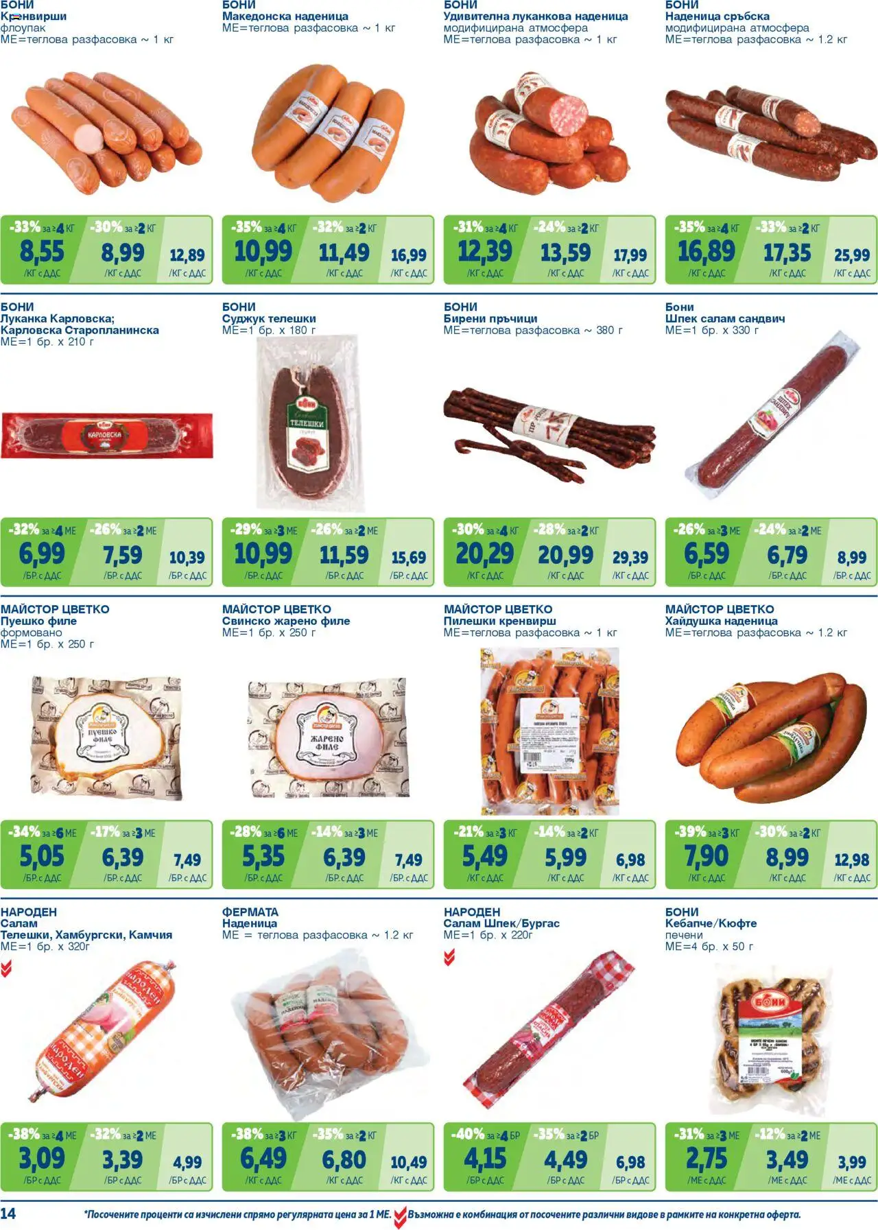 {H1} | Страница: 14 | Продукти: Салам, Свинско, Кренвирши, Суджук
