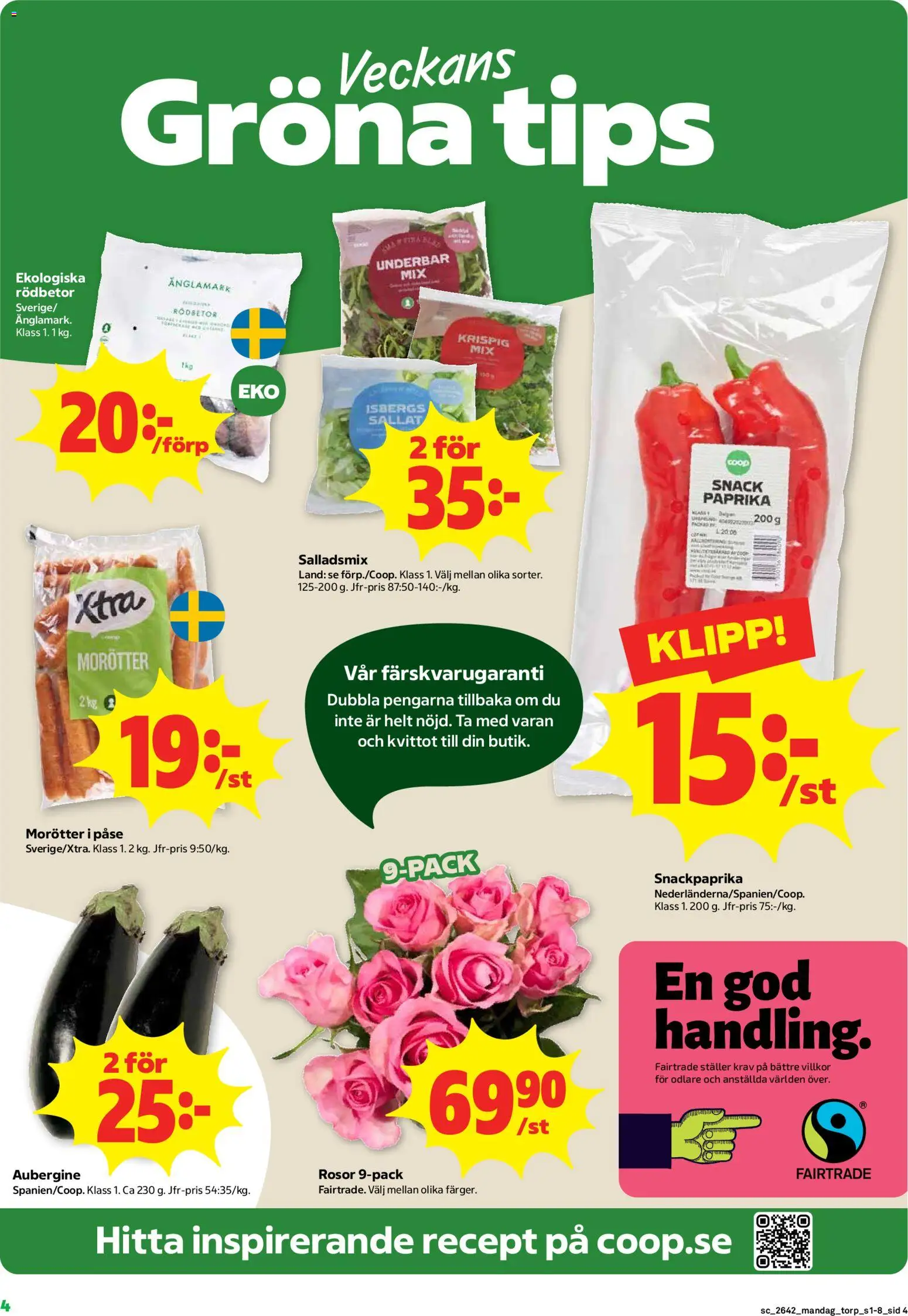 Stora Coop reklamblad aktuell från 12/10/2026 | Sida: 4 | Produkter: Paprika, Morötter, Aubergine, Salladsmix