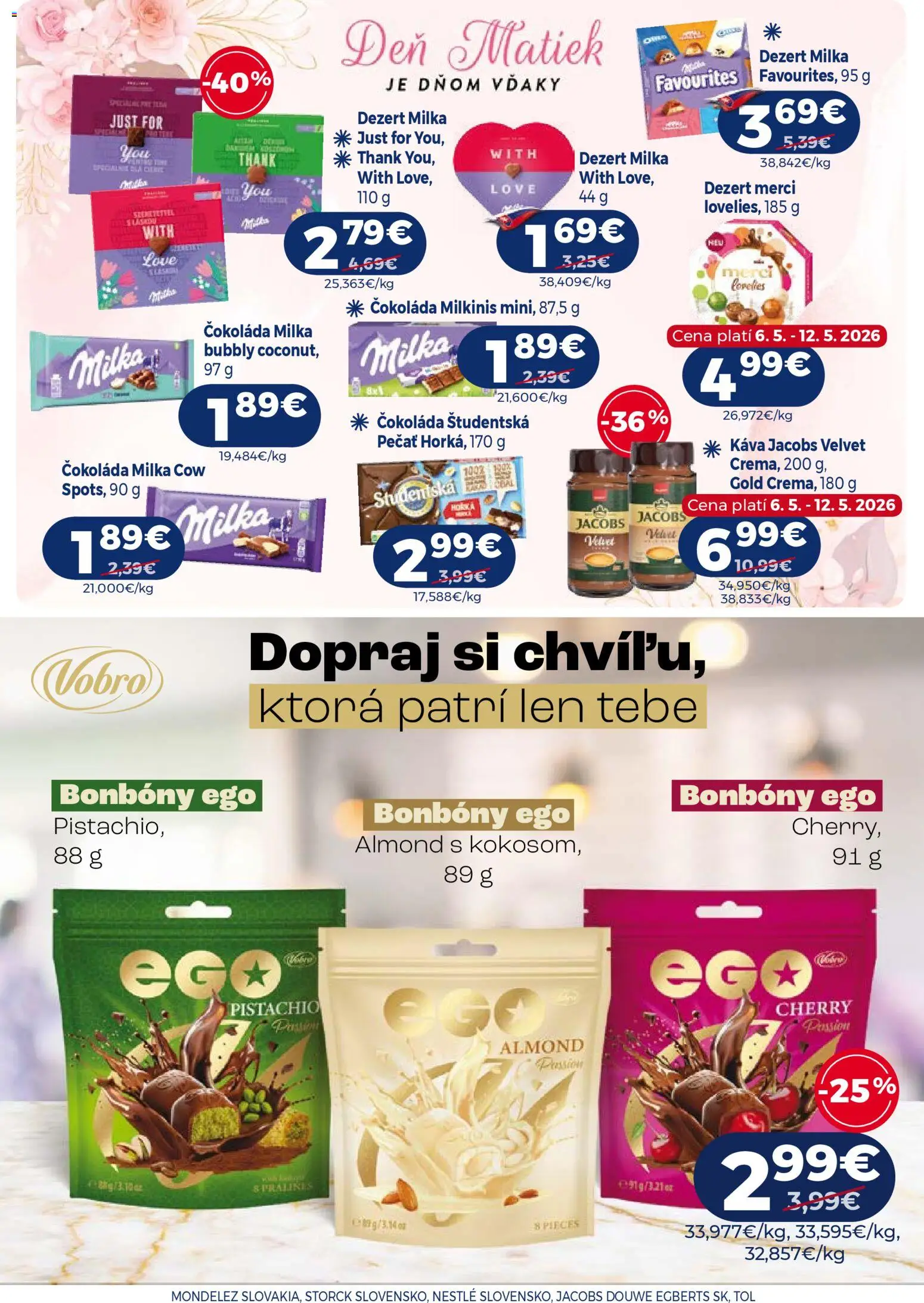 Nové Milk Agro akcie – leták je platný od 29.04.2026 | Strana: 11 | Produkty: Jacobs Velvet, Káva, Merci, Čokoláda