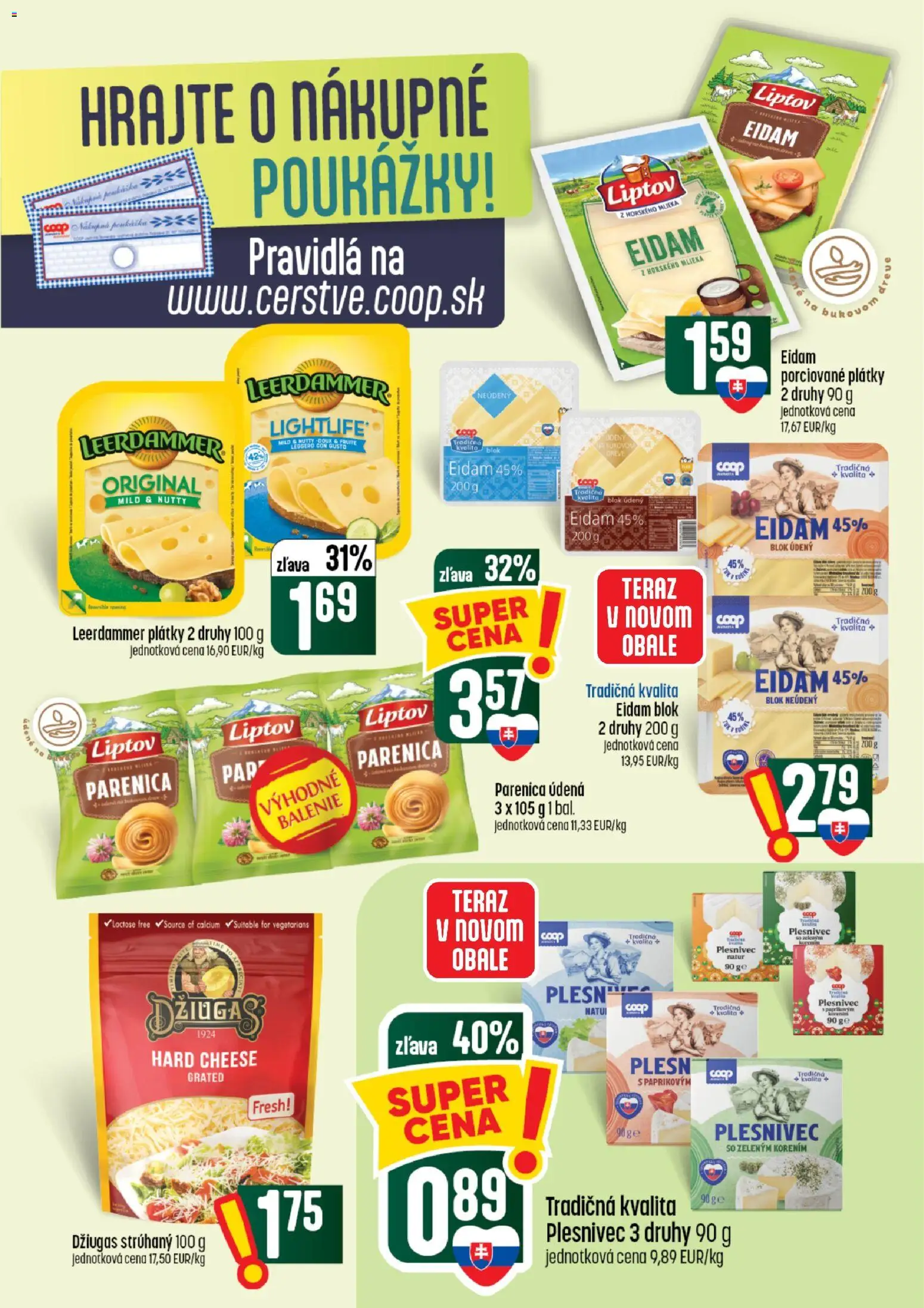 Nové COOP Jednota akcie – leták je platný od 13.08.2026 | Strana: 19 | Produkty: Eidam 45%, Eidam