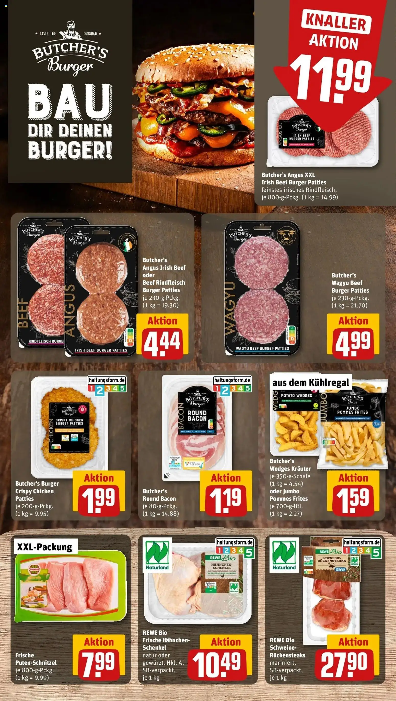 Rewe Prospekt Wegberg	 – gültig ab 10.05.2026 | Seite: 10 | Produkte: Burger, Pommes frites, Putenschnitzel, Rindfleisch