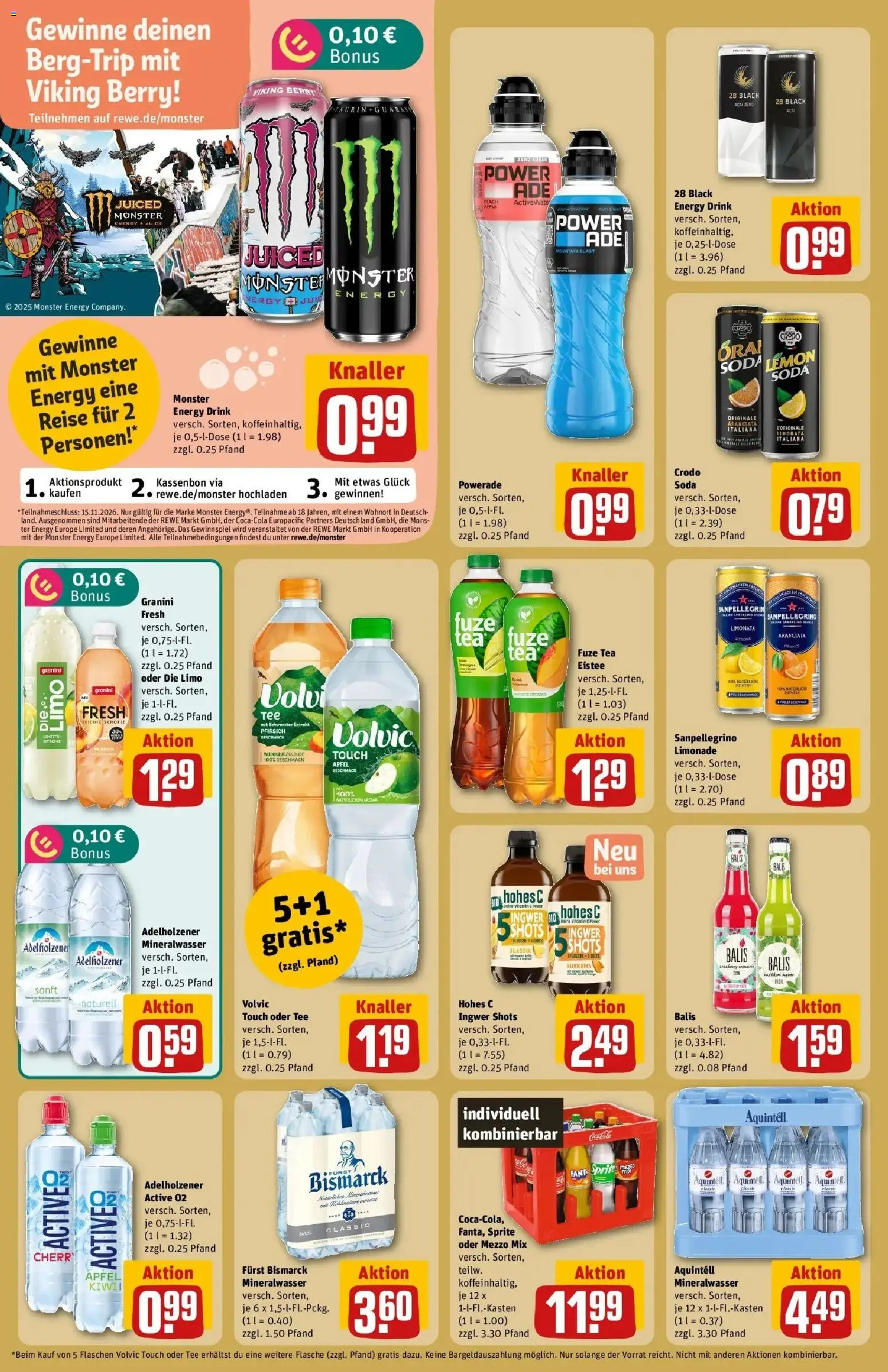 REWE Prospekt ab 26.10.2026 zum Blättern » Angebote | Seite: 16 | Produkte: Energy, Powerade, Pfirsich, Hohes c