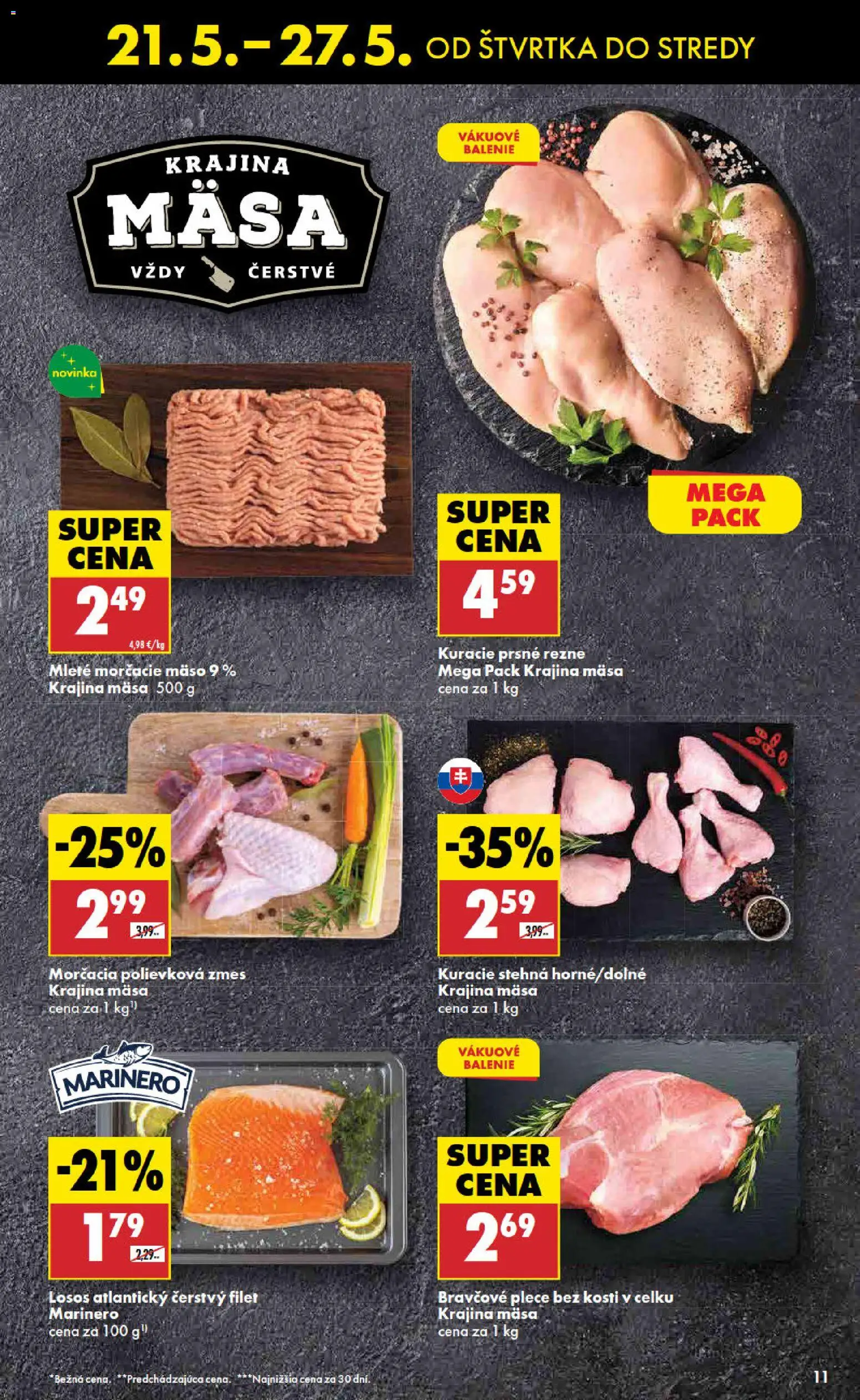 Nové Biedronka akcie – leták je platný od 21.05.2026 | Strana: 11 | Produkty: Bravčové plece, Kuracie stehná, Losos