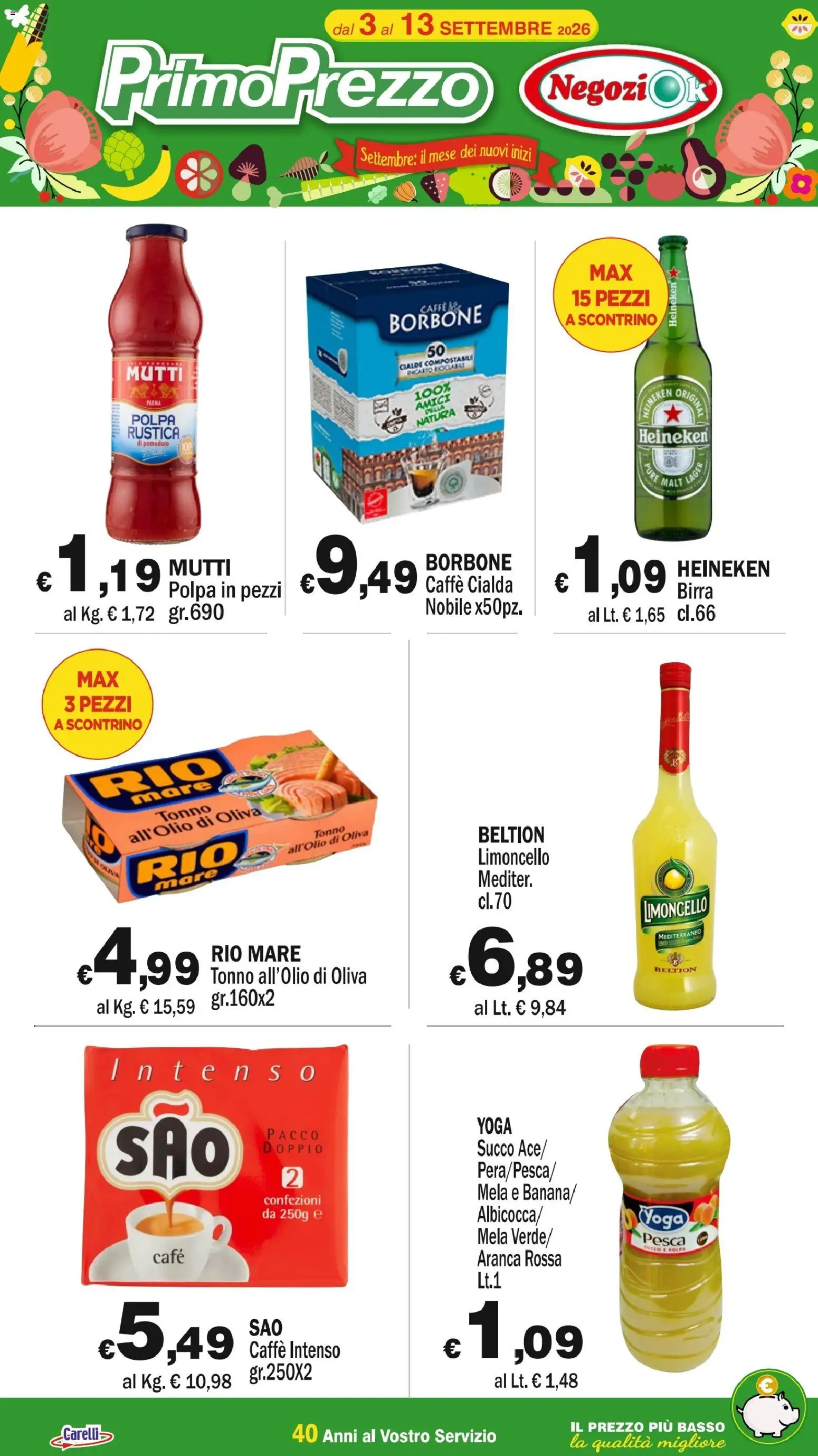 Volantino Primo Prezzo del 03/09/2026 | Pagina: 4 | Prodotti: Pesca, Tonno, Mutti, Heineken