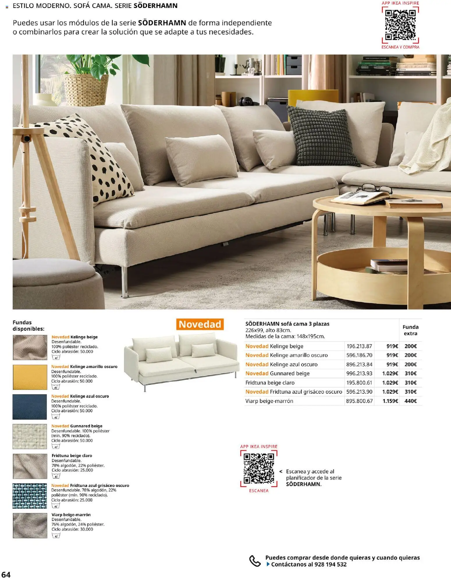 IKEA - Sofás │ válido desde el 28/09/2026 | Página: 64 | Productos: Funda, Sofá cama, Cama, Sofá
