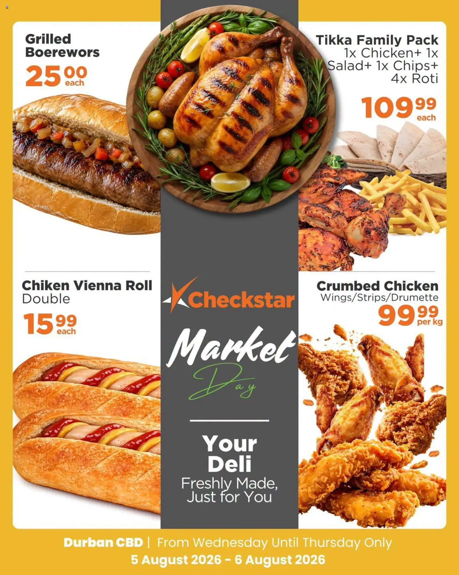 New Check Star catalogue – valid from 05/08/2026 | Page: 3 | Products: Boerewors, Chicken, Chips, Salad