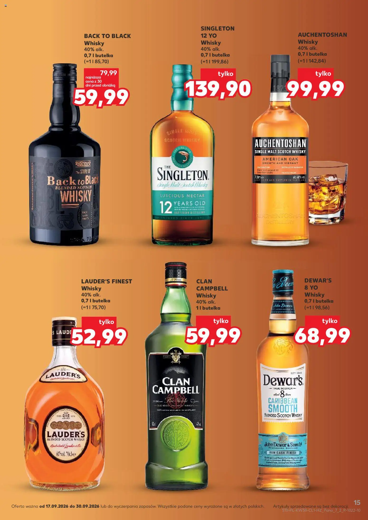Kaufland Polsko leták - Barek od 17.09.2026 | Strana: 15 | Produkty: Rum, Finest, Bourbon, Whisky