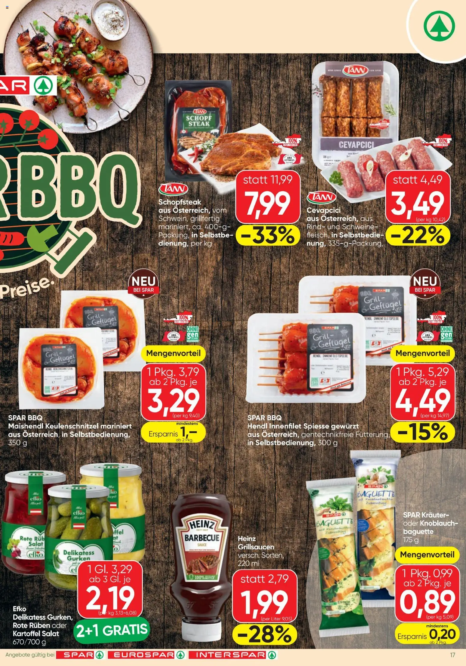 Spar - Flugblatt gültig ab 21.05.2026 | Seite: 17 | Produkte: Gurken, Salat, Jääkaappipakastin, Grill