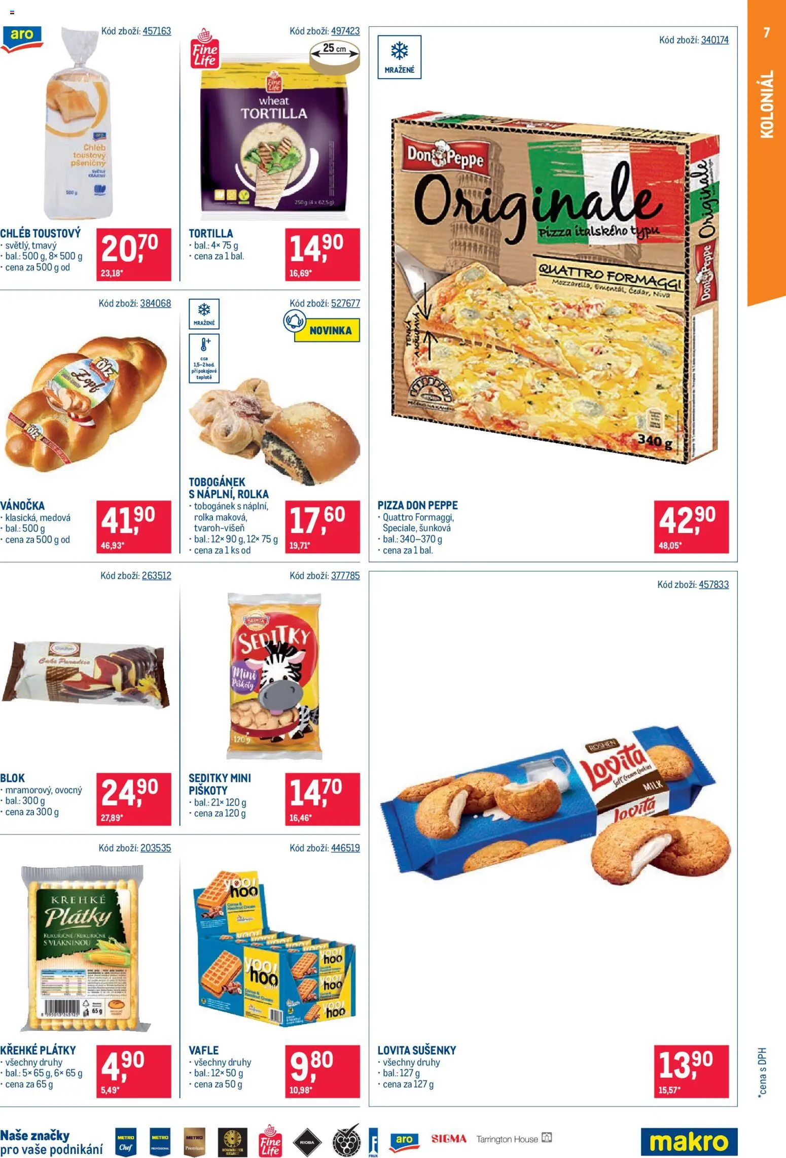 Makro leták - Maloobchod od 07.10.2026 | Strana: 7 | Produkty: Chléb, Vafle, Blok, Tortilla