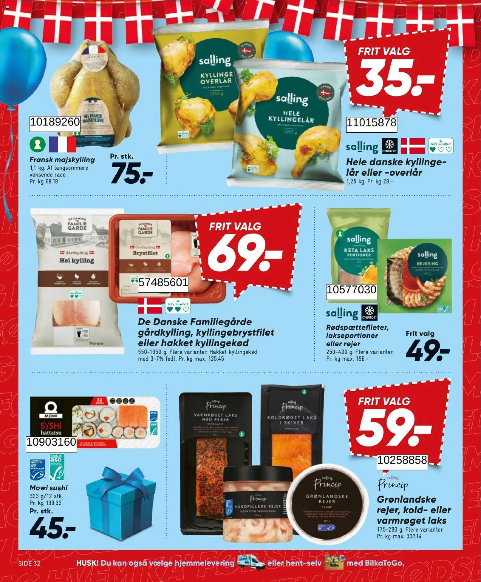 Bilka tilbudsavis – gyldig fra 31/07/2026 | Side: 32 | Produkter: Peber, Rejer, Sushi, Laks