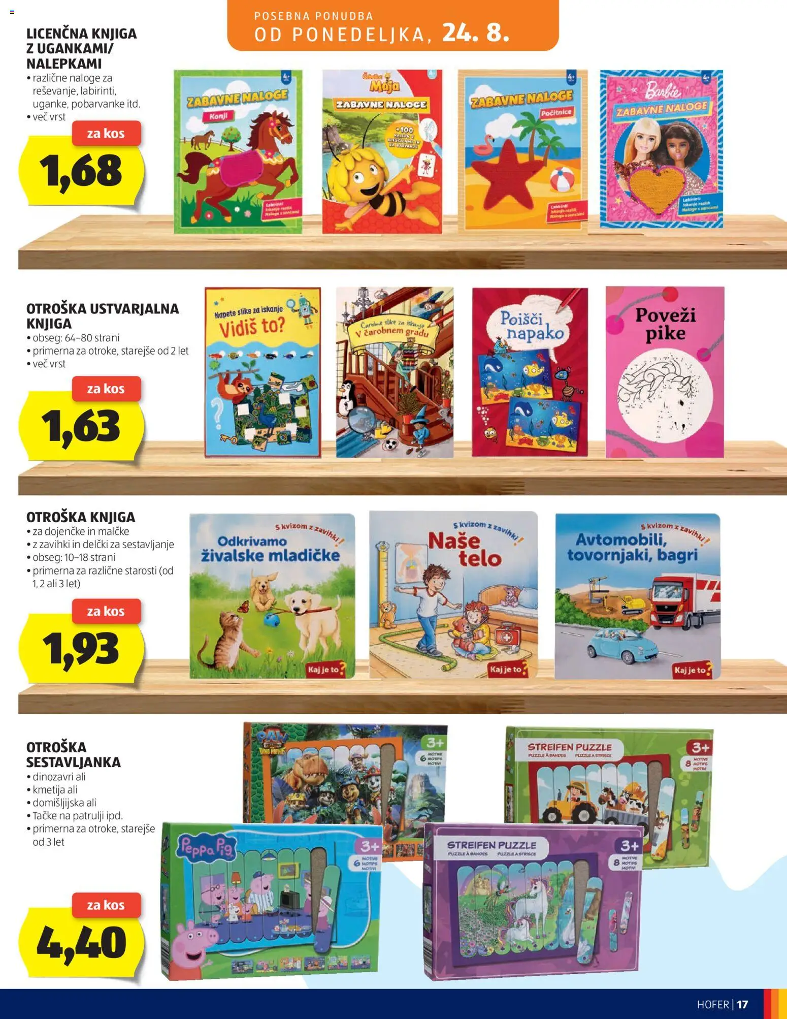 Novi Hofer katalog ponudbe – veljaven od 19.08.2026 | Stran: 17 | Izdelki: Kos, Knjiga
