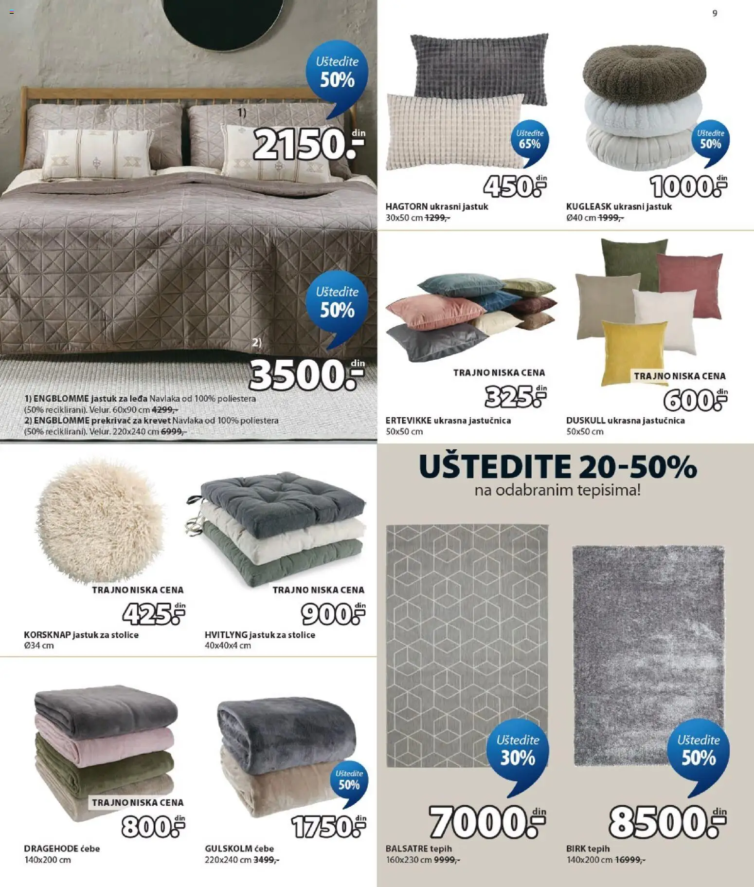 Jysk katalog - važi od 29.07.2026 | Strana: 9 | Proizvode: Krevet, Jastuk, Ćebe, Tepih