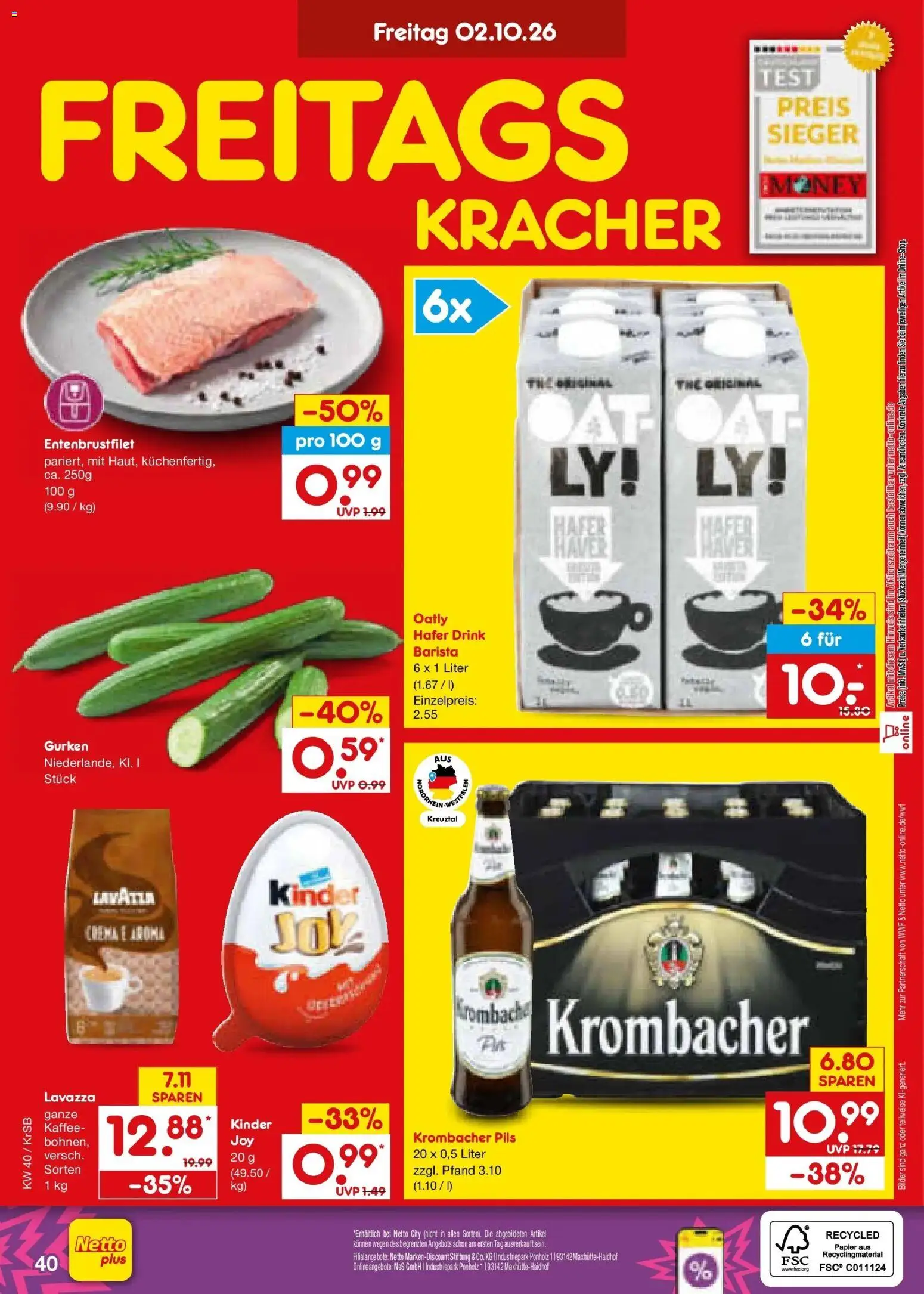 Netto Marken-Discount Prospekt Jüchen – gültig ab 28.09.2026 | Seite: 62 | Produkte: Bilder, Oatly, Krombacher, Gurken