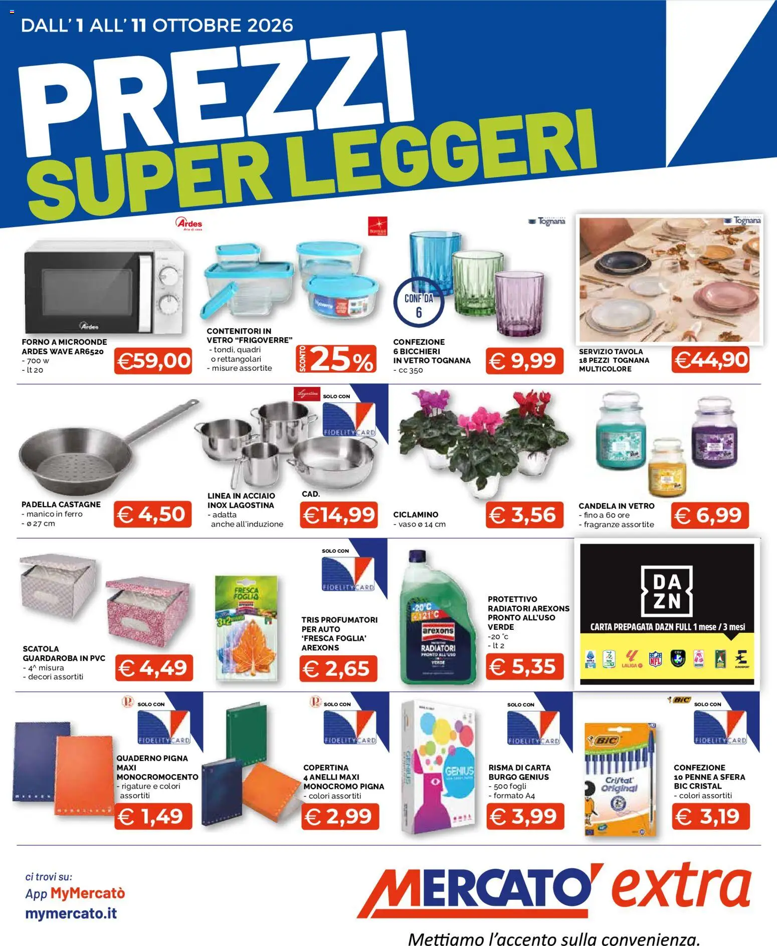 Volantino Mercatò del 01/10/2026 | Pagina: 1 | Prodotti: Guardaroba, Forno a microonde, Quaderno, Penne