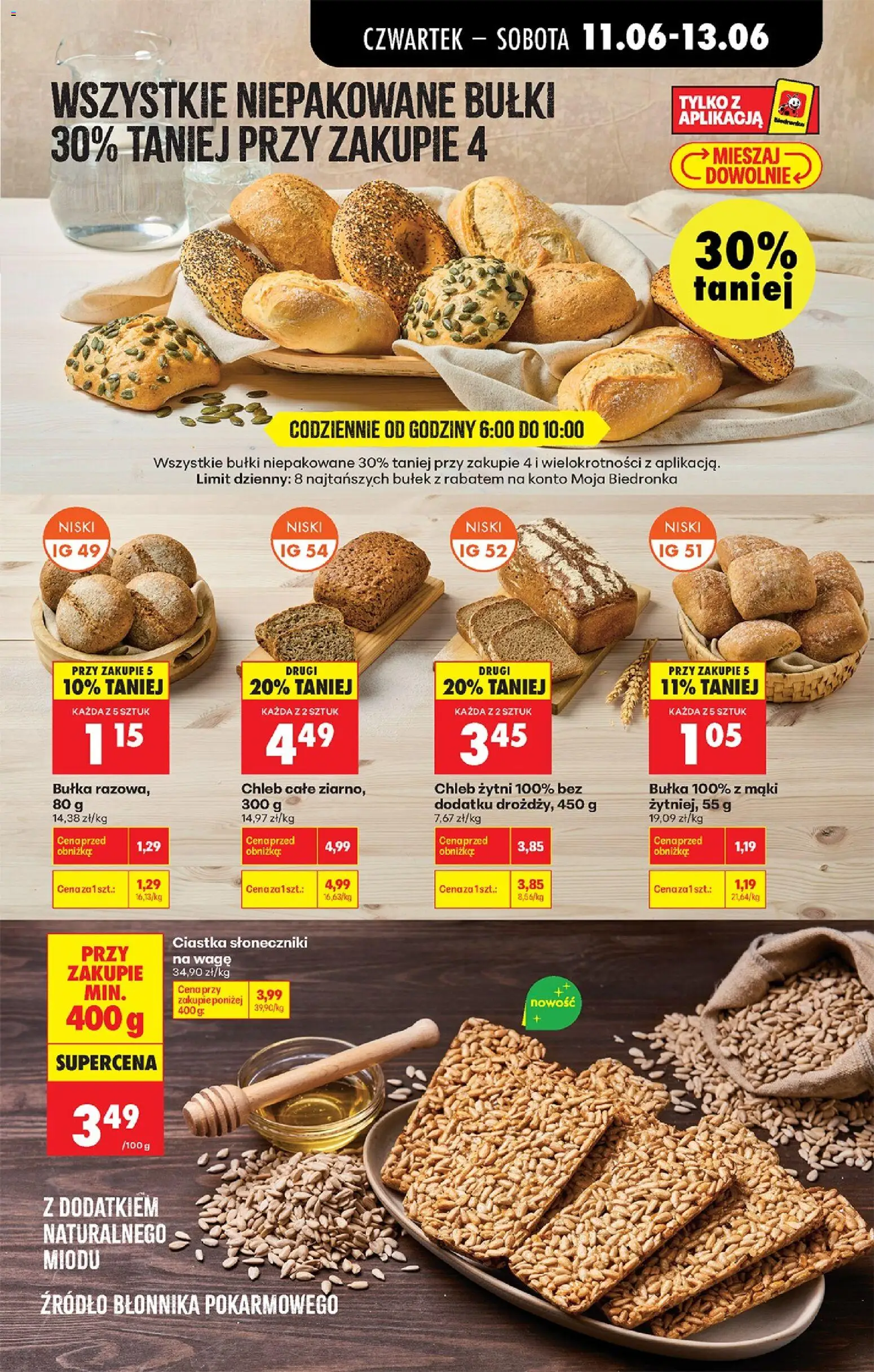 Biedronka gazetka od czwartku od 11.06.2026 | Strona: 35 | Produkty: Chleb żytni, Bułka, Chleb, Ciastka