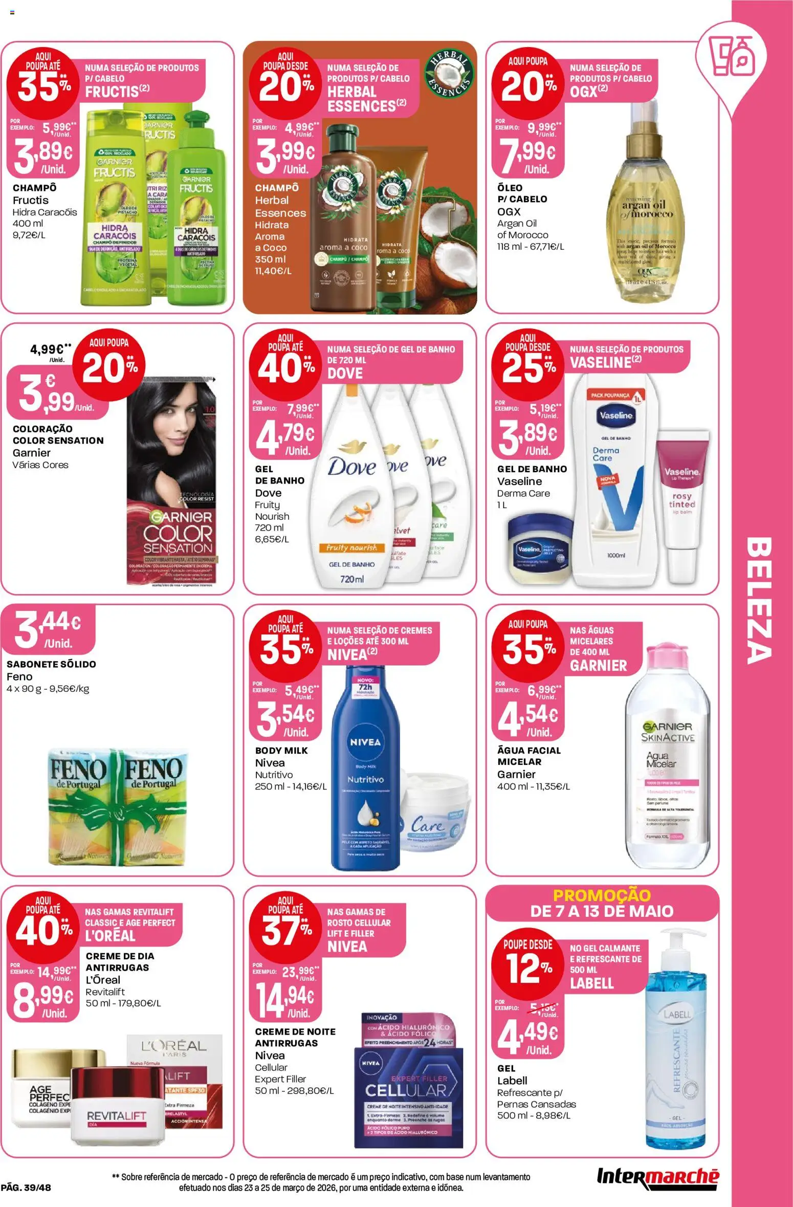 Intermarché folheto │ válido de 07.05.2026 | Página: 39 | Produtos: Base, Sabonete, Colágeno, Banho