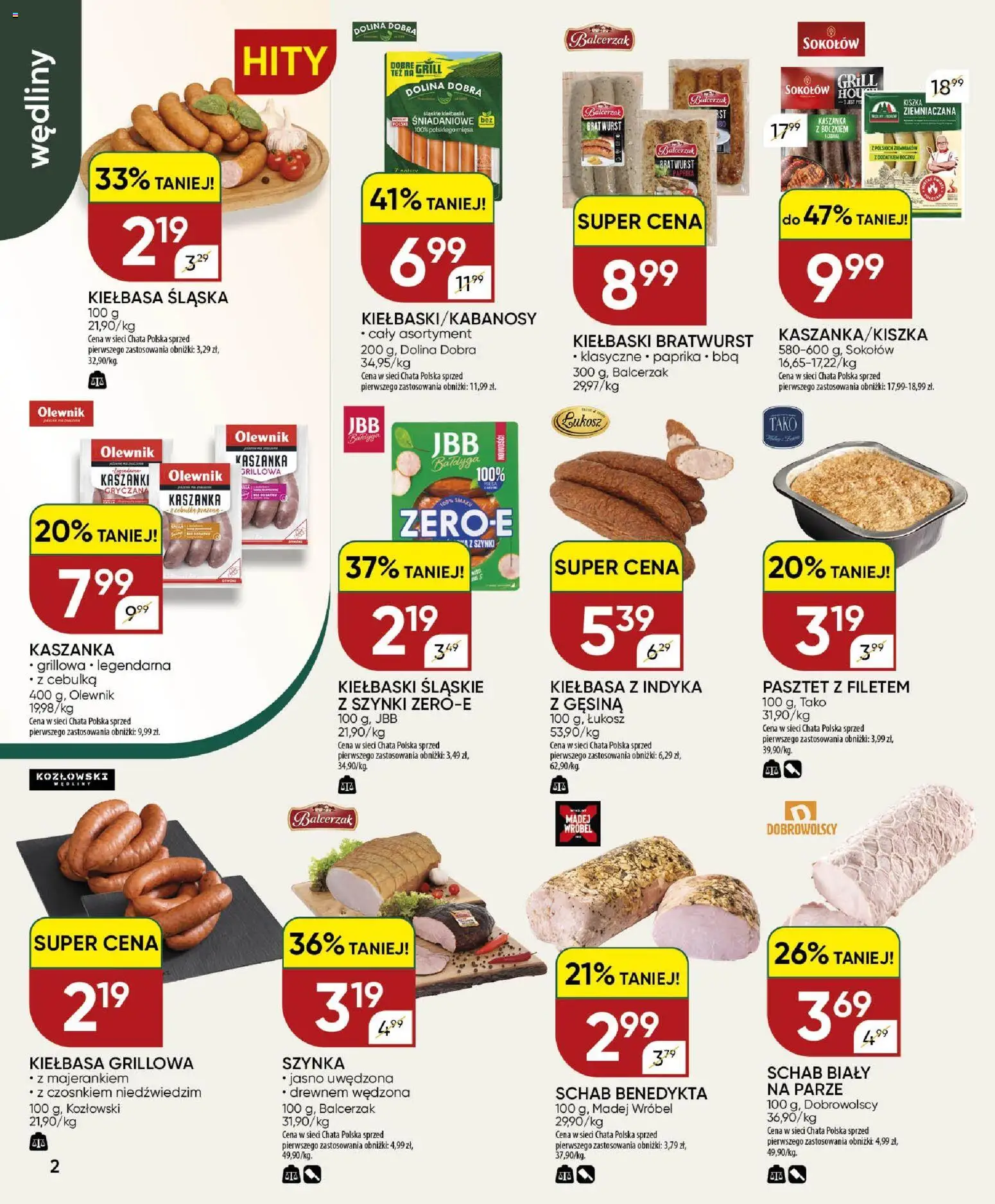 Chata Polska gazetka od 13.08.2026 | Strona: 2 | Produkty: Grill, Kaszanka, Szynka, Bratwurst