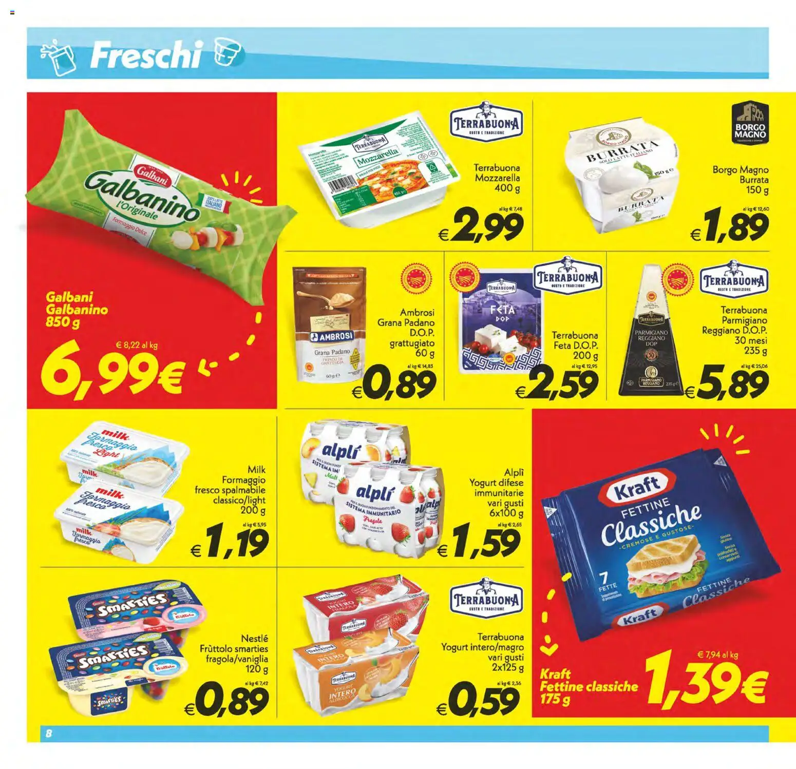 Volantino SuperConveniente del 11/08/2026 | Pagina: 8 | Prodotti: Yogurt, Formaggio, Parmigiano reggiano, Parmigiano
