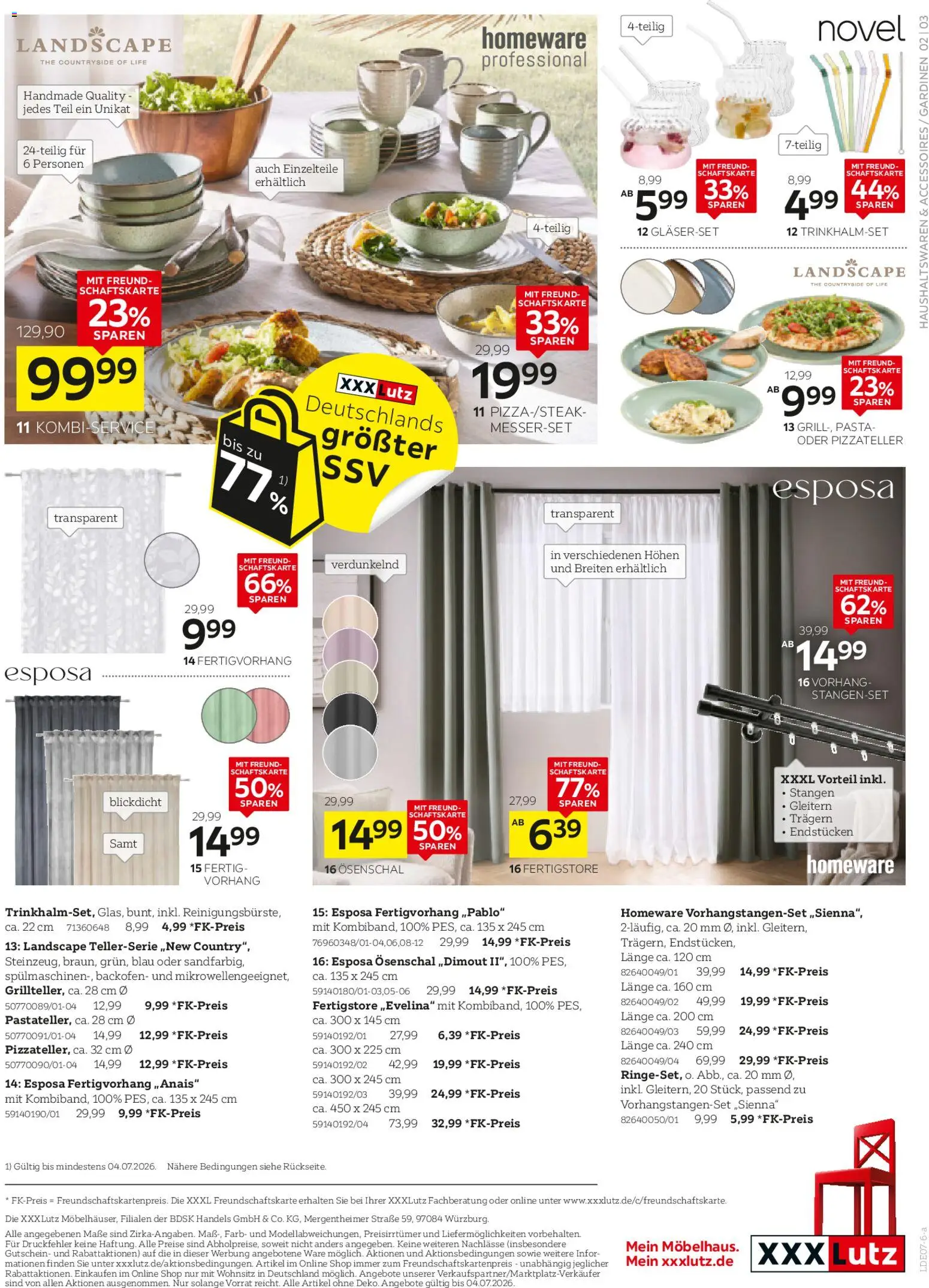 XXXLutz Deutschlands größter SSV – gültig ab 20.06.2026 | Seite: 3 | Produkte: Vorhang, Backofen, Pasta