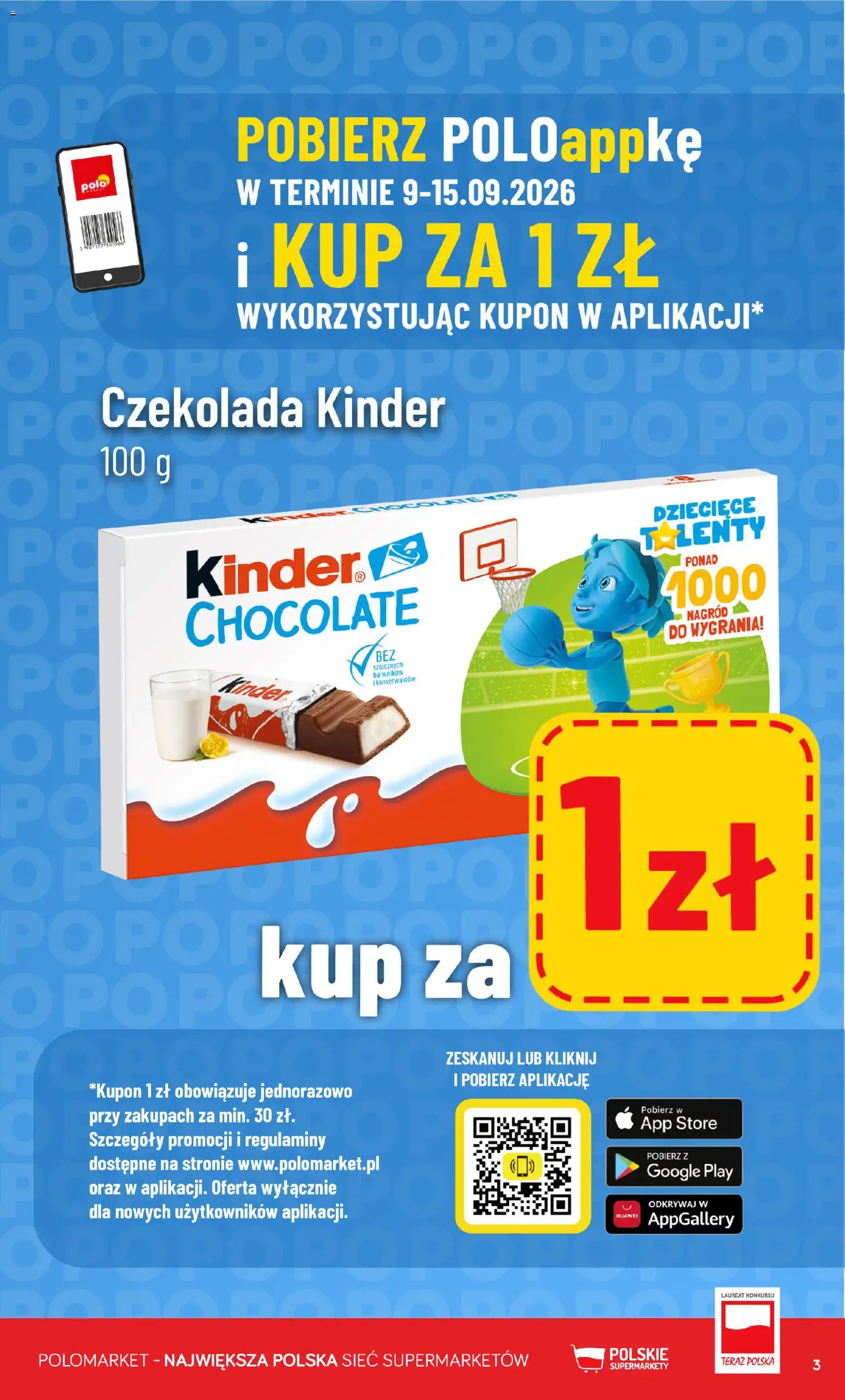 Nowa POLOmarket gazetka od jutra 09.09.2026 | Strona: 3 | Produkty: Czekolada