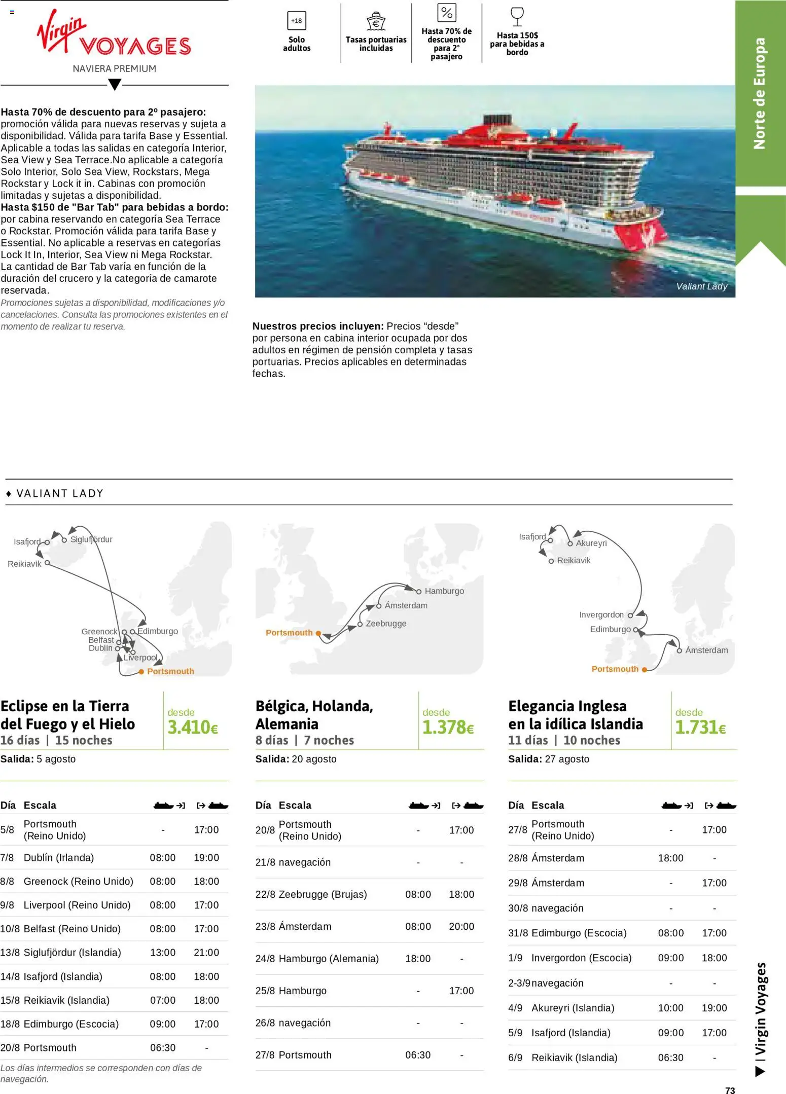 Viajes El Corte Inglés Cruceros marítimos │ válido desde el 01/01/2026 | Página: 74 | Productos: Hielo, Bebidas, Navegación, Tierra