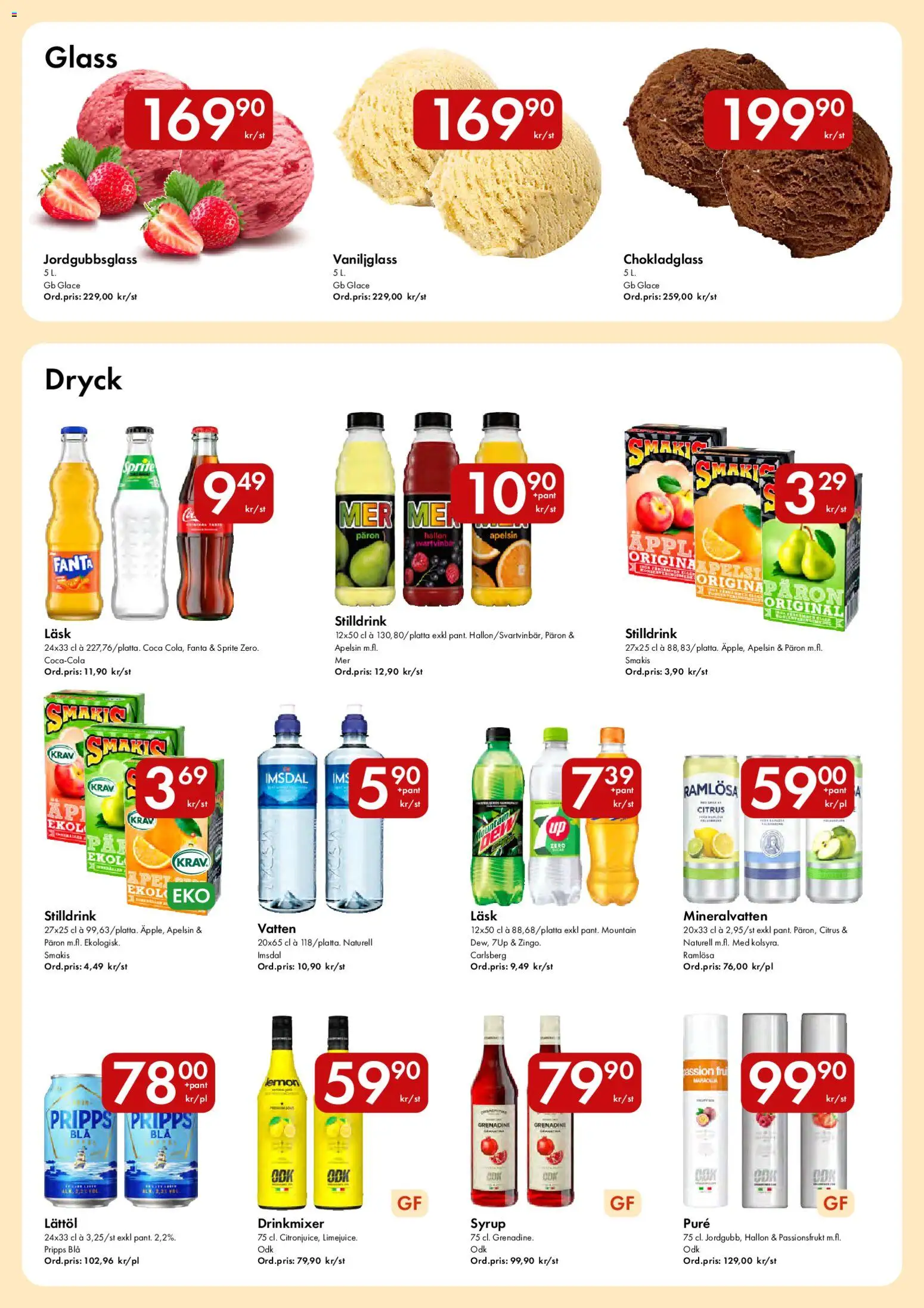 Hypermarkety reklamblad aktuell från 01.06.2026 | Sida: 12 | Produkter: Sprite, Apelsin, Passionsfrukt, Glass