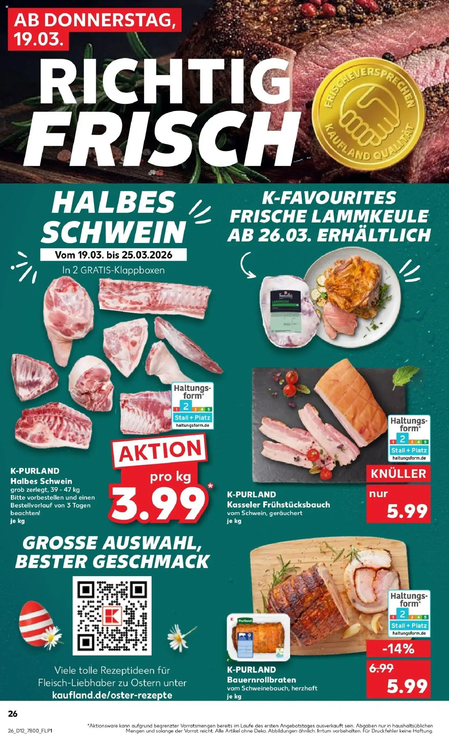 Kaufland Prospekt Burghausen	 – gültig ab 19.03.2026 | Seite: 26 | Produkte: Lammkeule