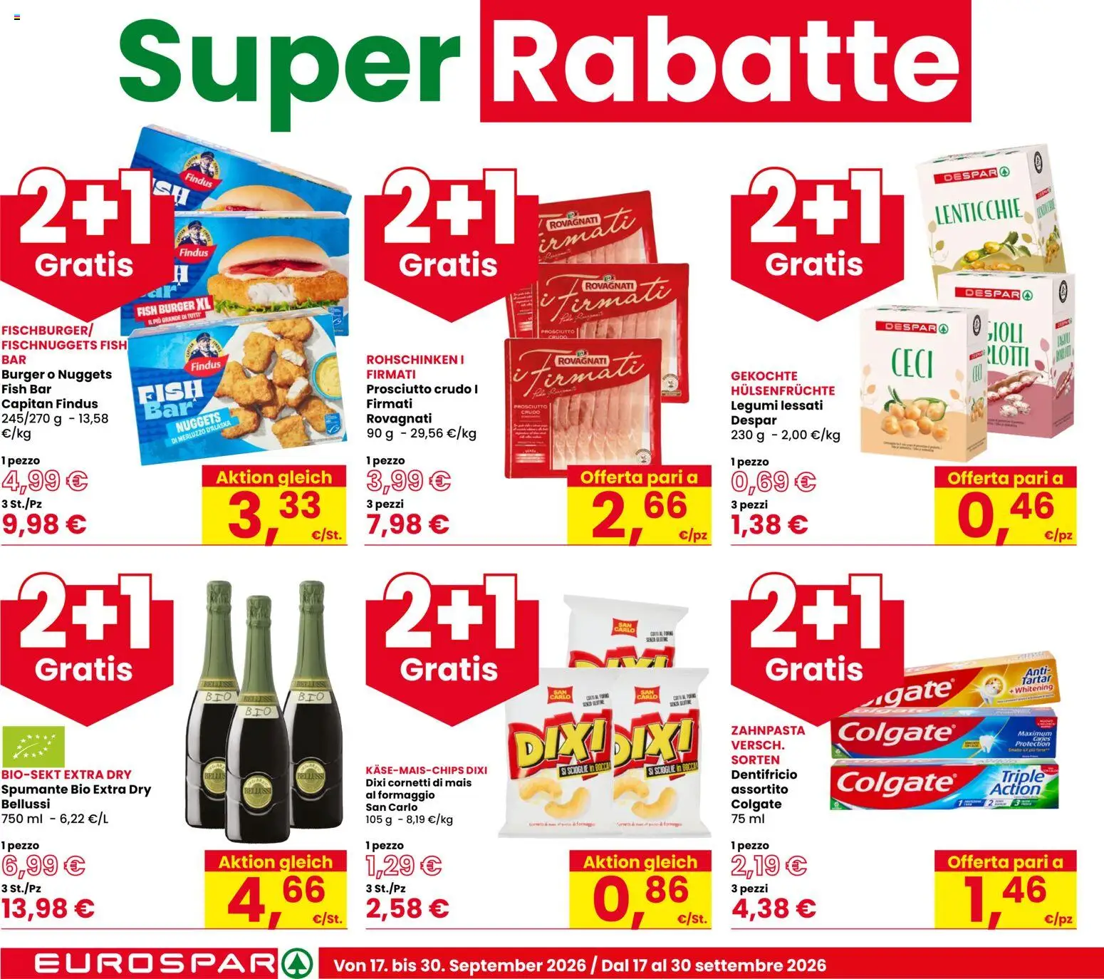 Volantino Eurospar del 17/09/2026 | Pagina: 4 | Prodotti: Merluzzo d’Alaska, Merluzzo, Lenticchie, Prosciutto