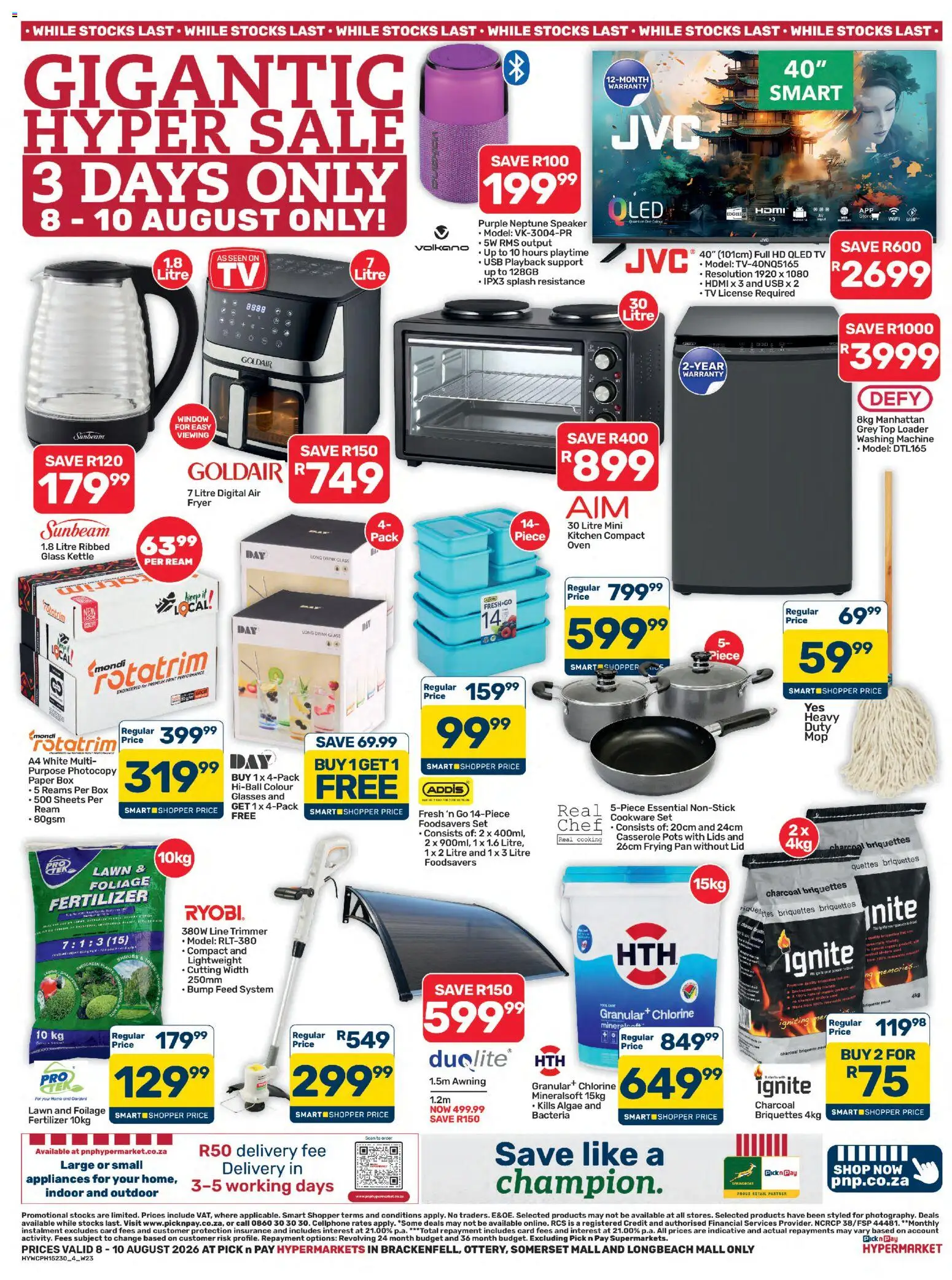 New Pick n Pay catalogue – valid from 08/08/2026 | Page: 4 | Products: USB, Washing machine, Oven, Paper