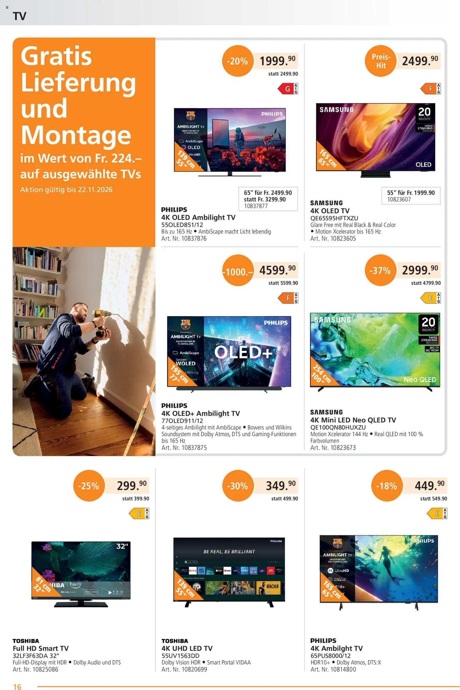 Fust aktionen – gültig ab 26.10.2026 | Seite: 16 | Produkte: TV, Video, Samsung, Philips