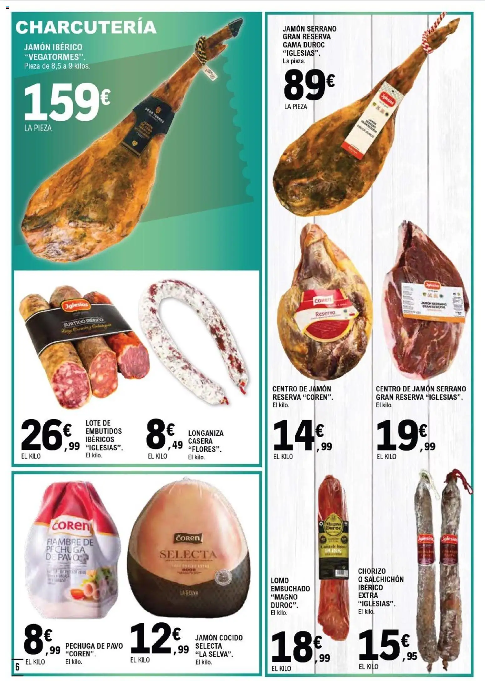 E.Leclerc folleto Salamanca │ válido desde el 05/08/2026 | Página: 6 | Productos: Jamón serrano, Jamón ibérico, Νυχτικό, Longaniza