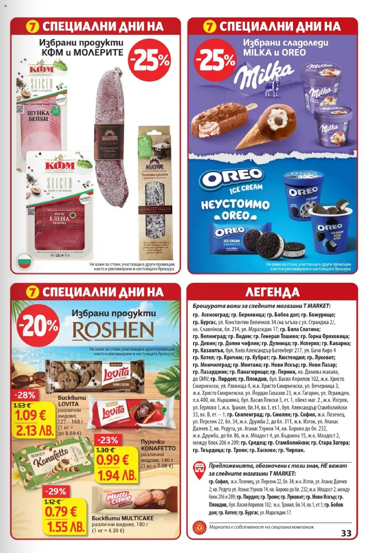 {H1} | Страница: 33 | Продукти: Шунка, Филе, Туника, Пурички