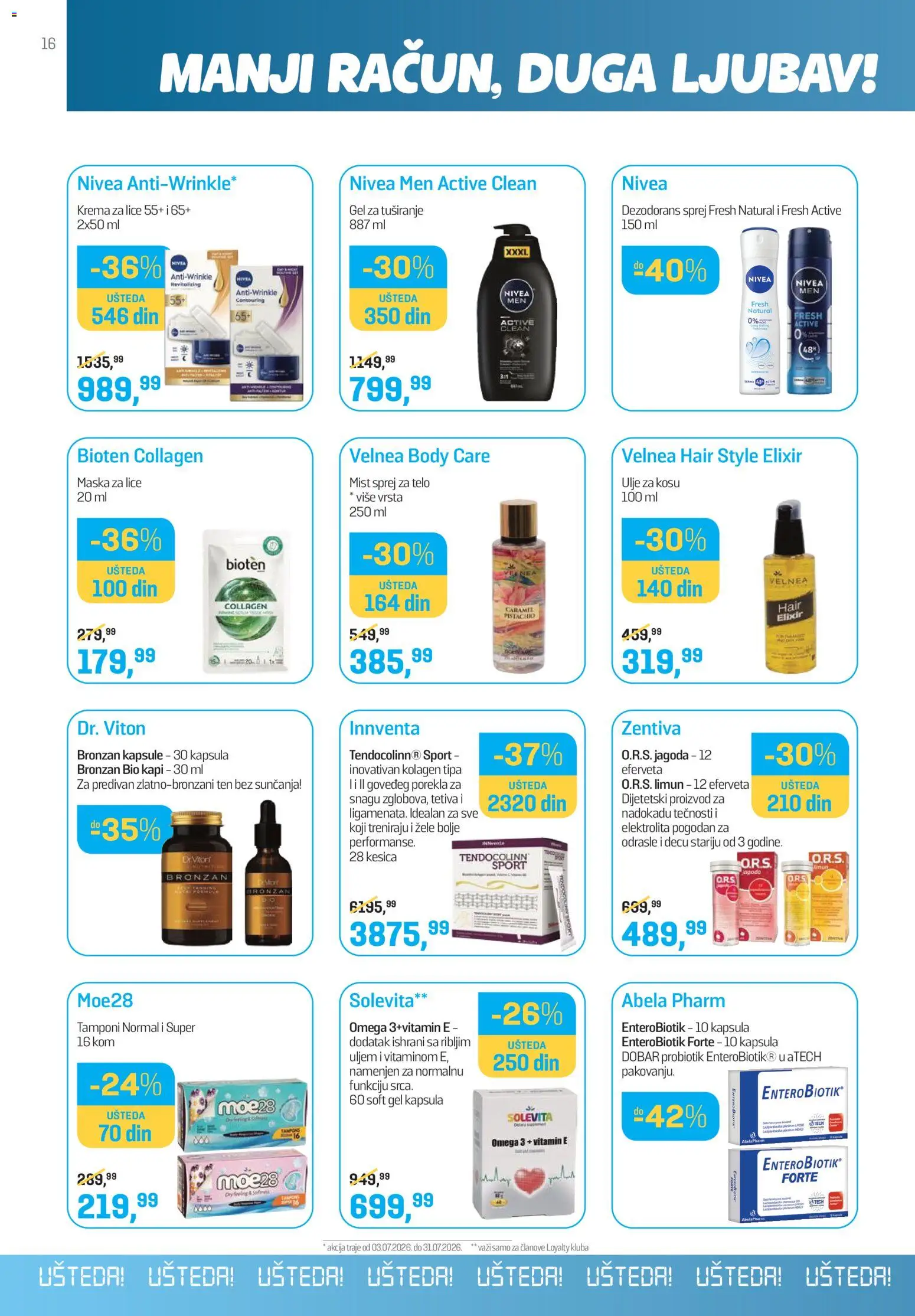 Lilly drogerie katalog - važi od 01.07.2026 | Strana: 16 | Proizvode: Kapsule, Krema, Gel za tuširanje, Dezodorans
