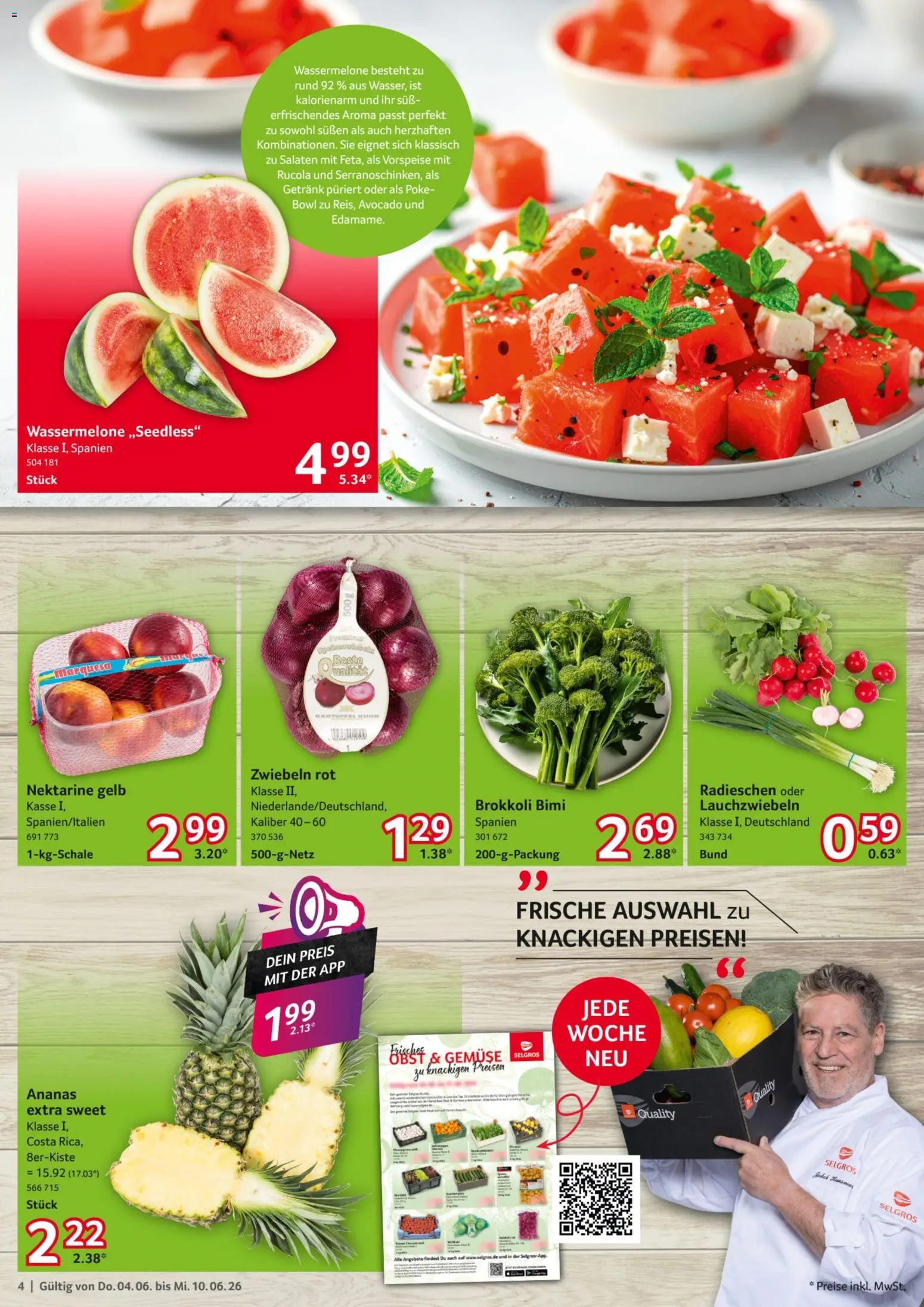 Selgros Prospekt – gültig ab 04.06.2026 | Seite: 4 | Produkte: Avocado, Zwiebeln, Gemüse, Brokkoli