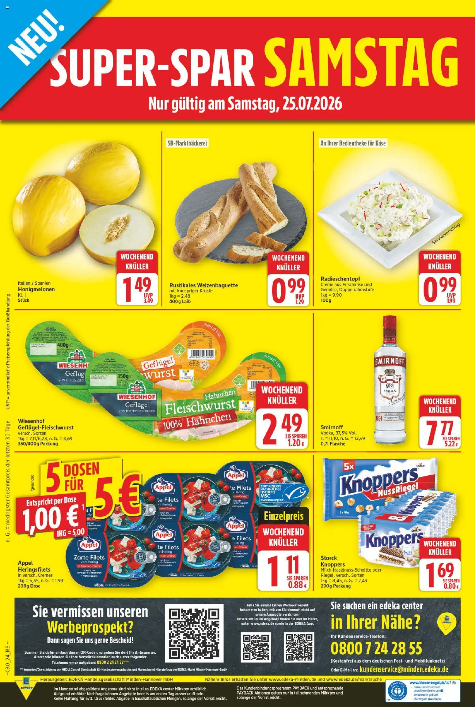 E center Prospekt – gültig ab 20.07.2026 | Seite: 30 | Produkte: Käse, Smirnoff, Knoppers, Frischkase