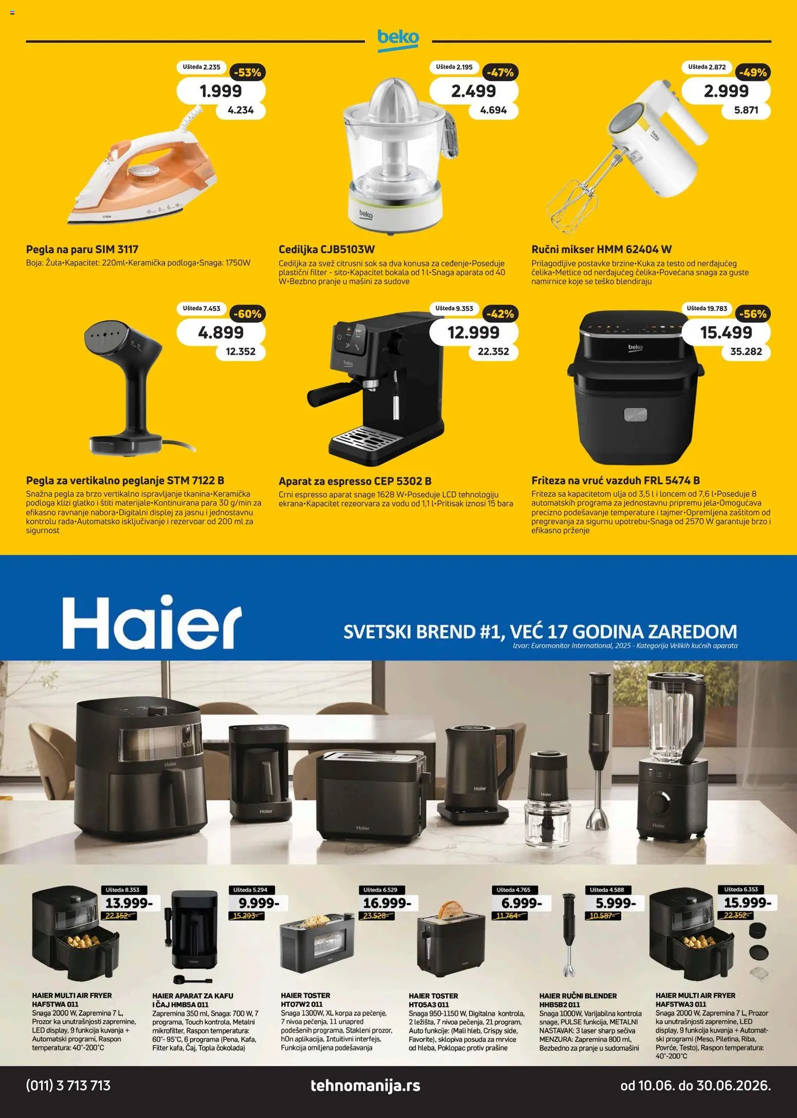 Tehnomanija katalog - važi od 10.06.2026 | Strana: 16 | Proizvode: Korpa, Blender, Čokolada, Sok