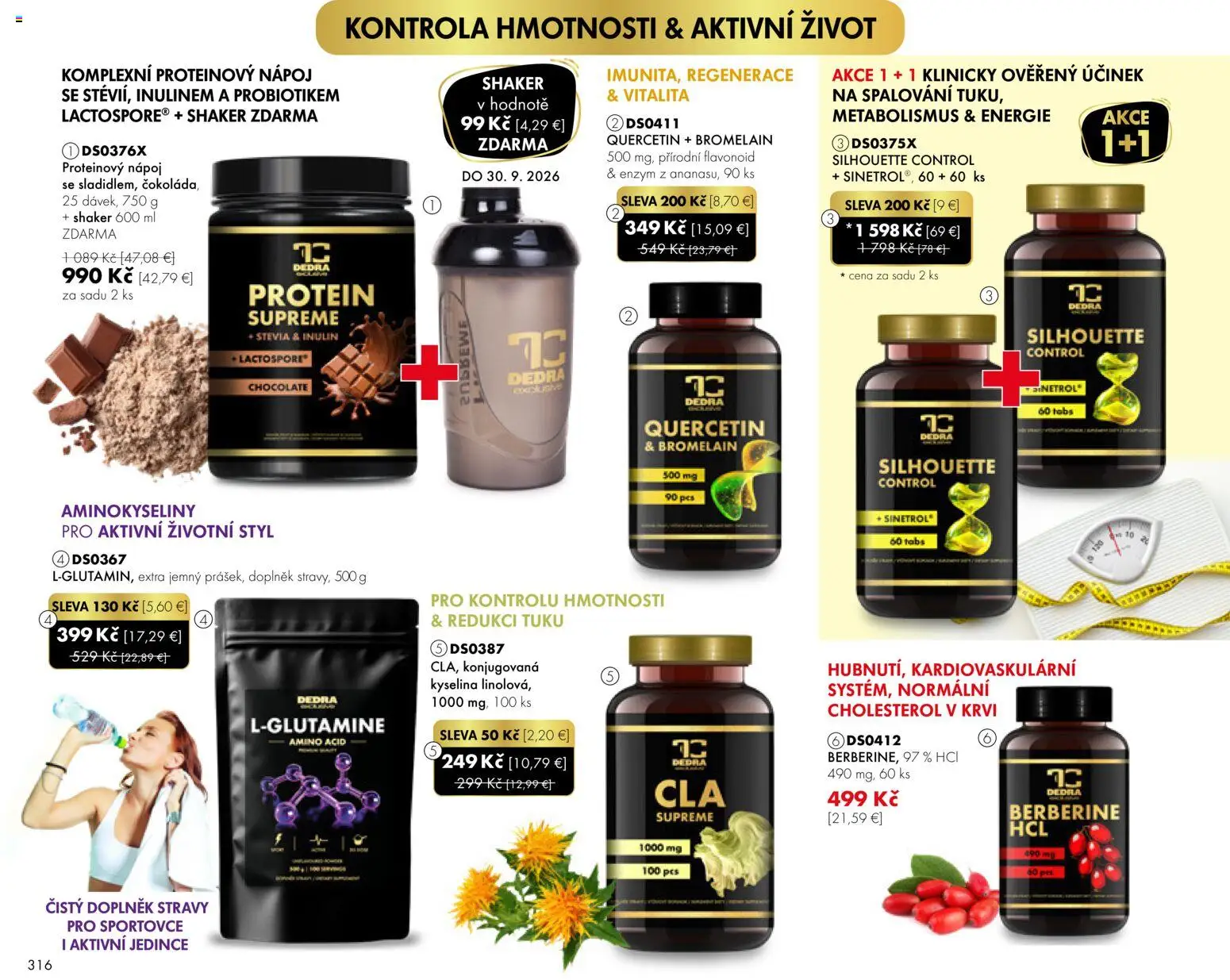 Nové Dedra akcie – leták je platný od 01.09.2026 | Strana: 16 | Produkty: Protein, Čokoláda, Proteínový nápoj